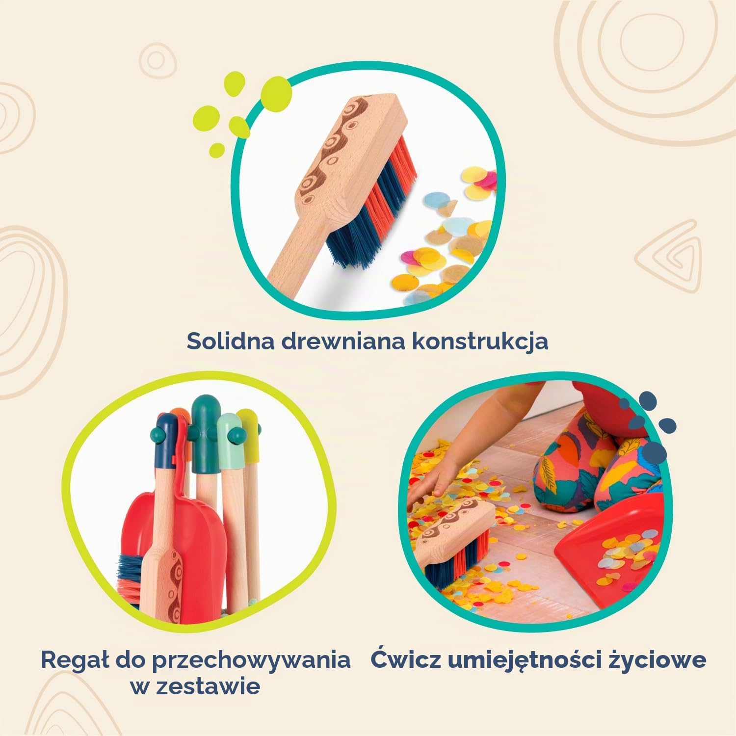 Detalle de B. Toys Clean 'n' Play – drewniany zestaw do zabawy w sprzątanie