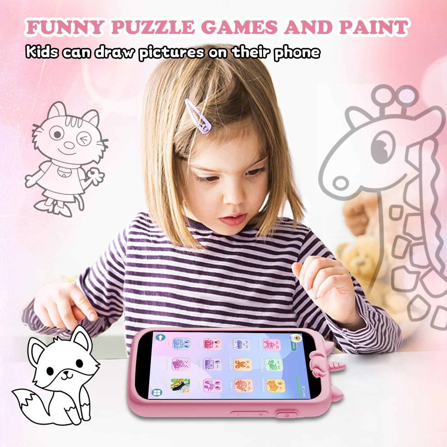 Thumbnail 6 de Kids Smart Phone for Girls Toys, 3.97" Touchscreen, 8GB Card, Pink (E teacher) – A Learning Toy for Ages 3–12
