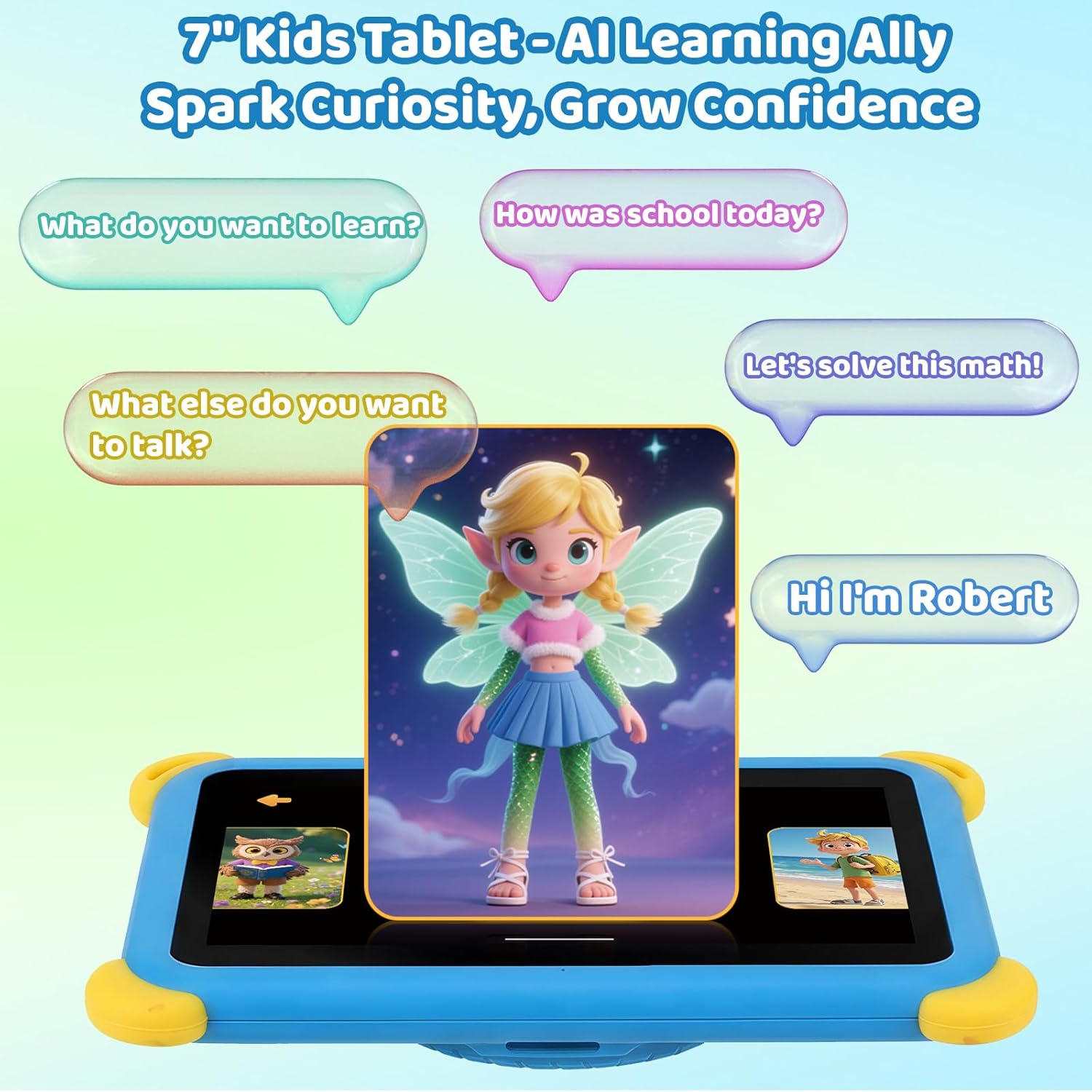 Thumbnail 2 de Kids Tablet 7 inch Android 15 with Parental Control, AI Dual Cam, Widevine L1 and Protective Case (Blue)