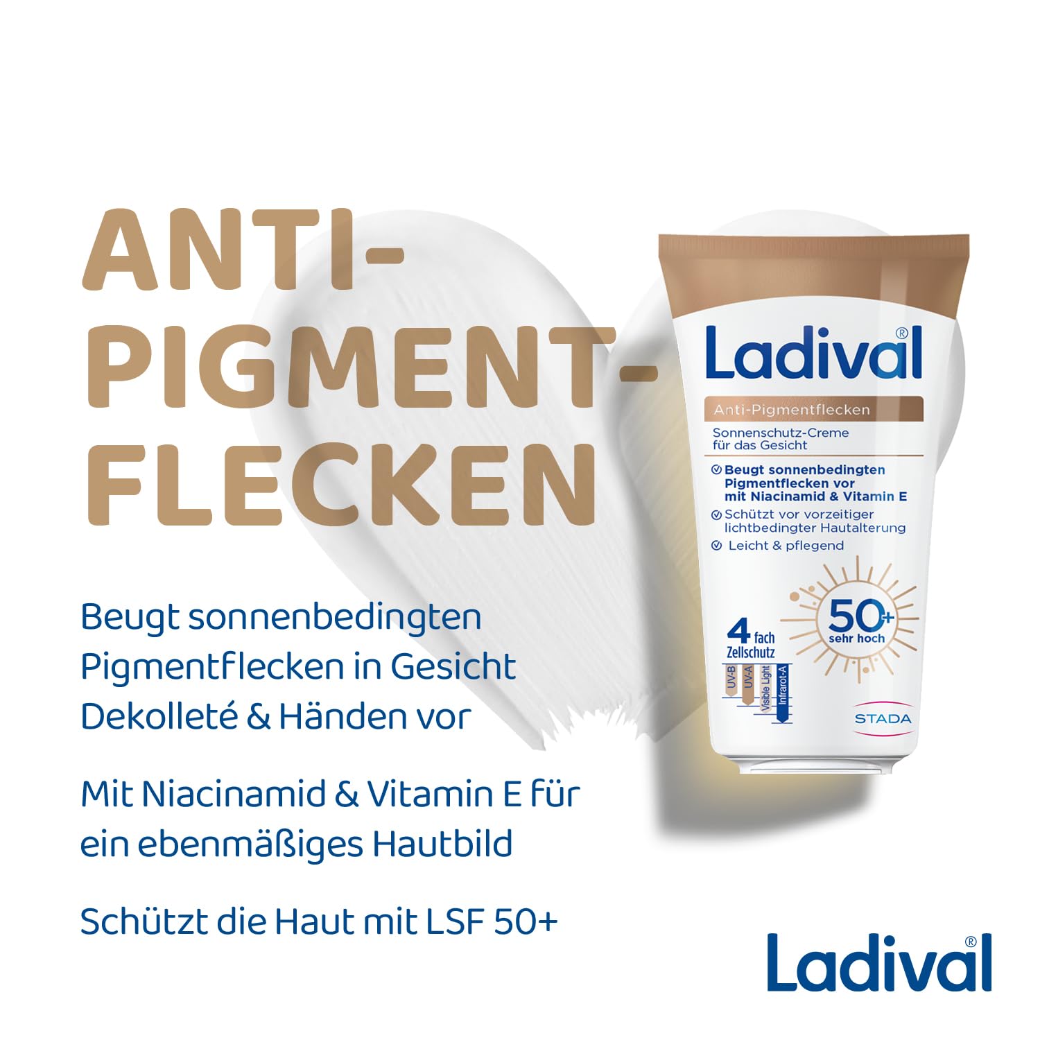 Detalle de LADIVAL Sonnenschutz Lotion LSF 50 für trockene Haut – wasserfeste Sonnencreme bei Neurodermitis-Neigung
