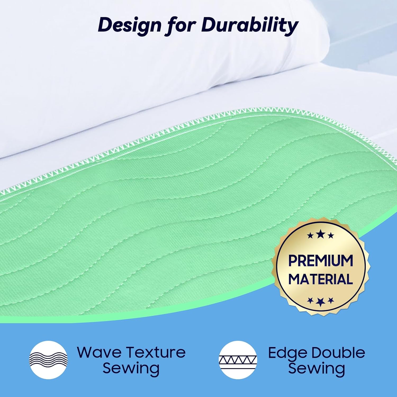 Detalle 1 de 4-Pack 36” x 54” Extra-Heavy Absorbency Washable Underpads (Waterproof, Reusable) for Nursing, Incontinence, Dogs & Mattress Protection