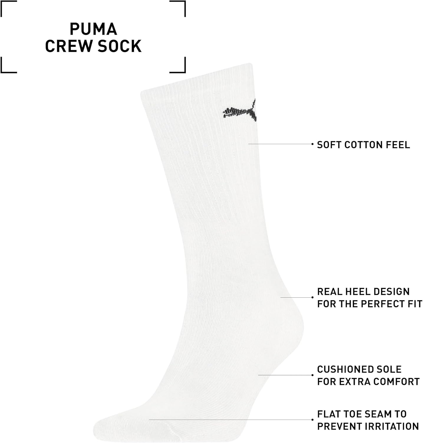 Detalle de PUMA Unisex Crew Socken (5er Pack) – bequem, robust und vielseitig
