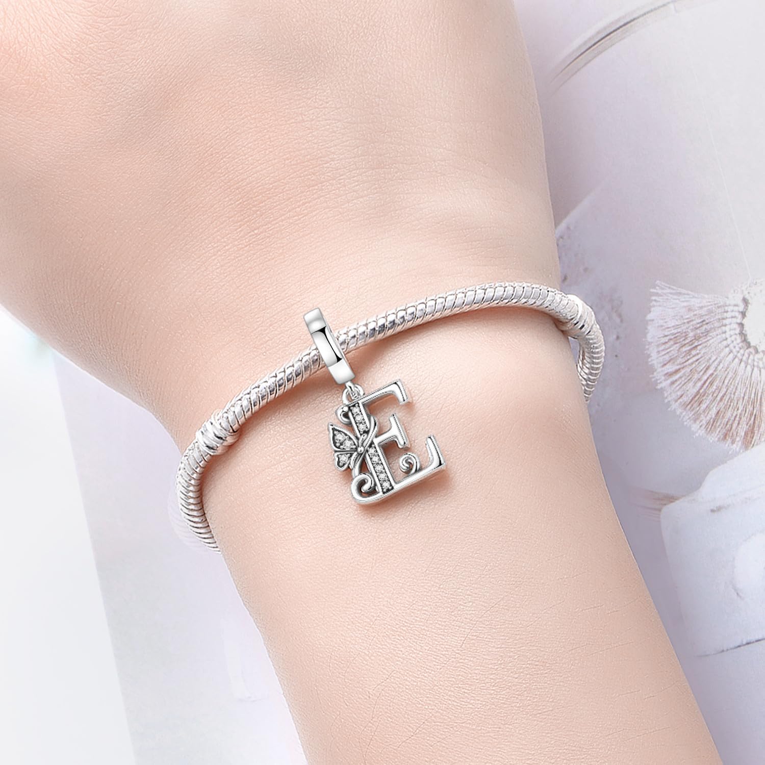 Thumbnail 4 de CYCUFF Ciondolo a forma di lettera A farfalla in argento 925 – charms per bracciali e collane