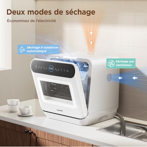 Detalle de COMFEE’ MFD42S110W-IT Mini Lave-vaisselle de Table – 3 Couverts, 7 Programmes