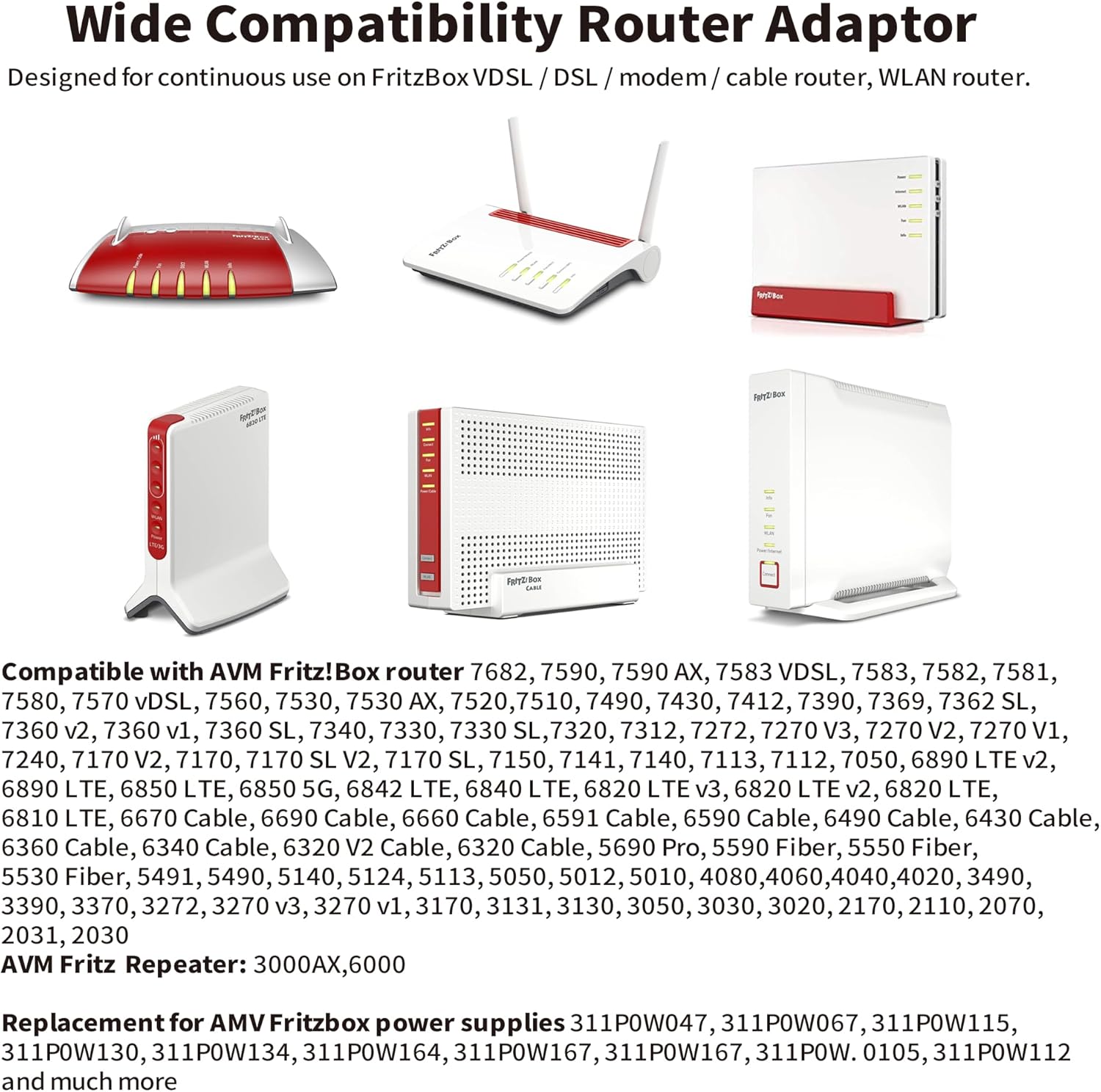 Thumbnail 1 de TONTON Netzteil 12V 3A für AVM FRITZ!Box & Telekom Speedport Smart – weiß, extra langes Kabel (2 m)
