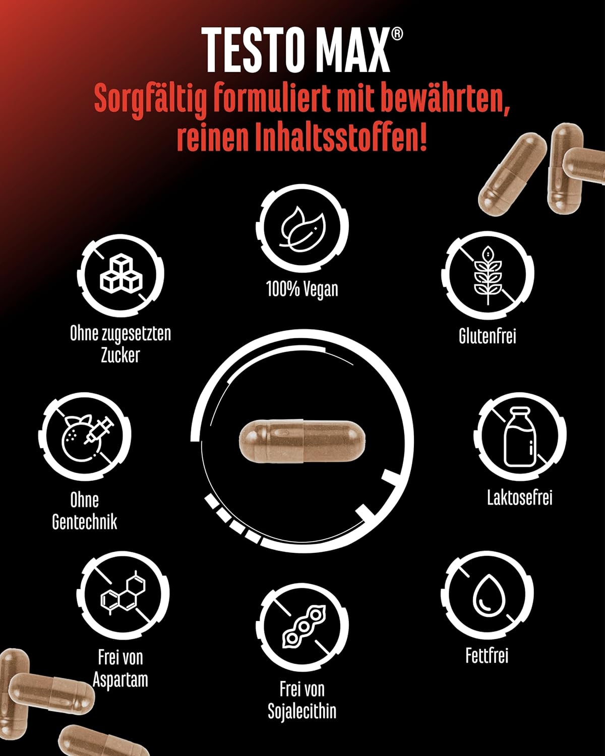 Thumbnail 4 de Testo MAX von German Elite Nutrition – 270 vegane Kapseln mit 7323 mg Tagesdosis