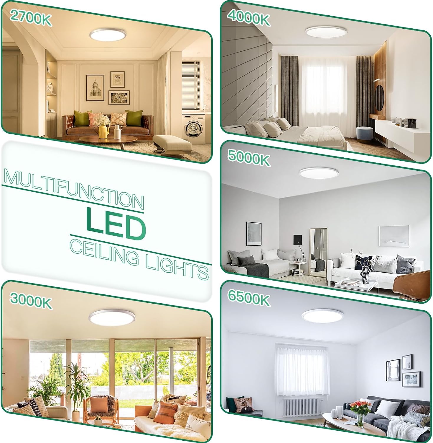Thumbnail 6 de Brightever XD300-09 12-Inch LED Flush Mount Ceiling Light, Dimmable, 5CCT, 4-Pack