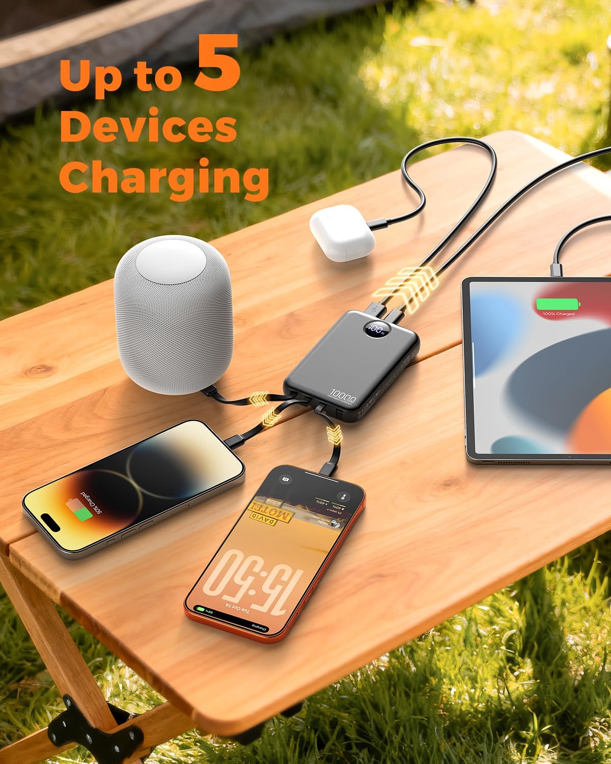 Thumbnail 5 de Portable Charger 10000mAh Power Bank with Built-in Cables and LCD Display
