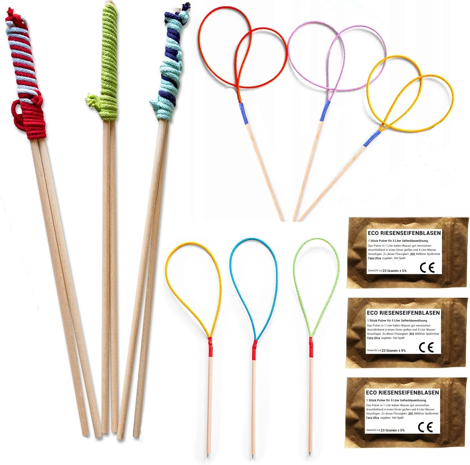 Thumbnail 2 de Bubble Brothers Riesenseifenblasen Set – 3 Holz Seifenblasenstäbe, 50 cm, inklusive 3 Stile