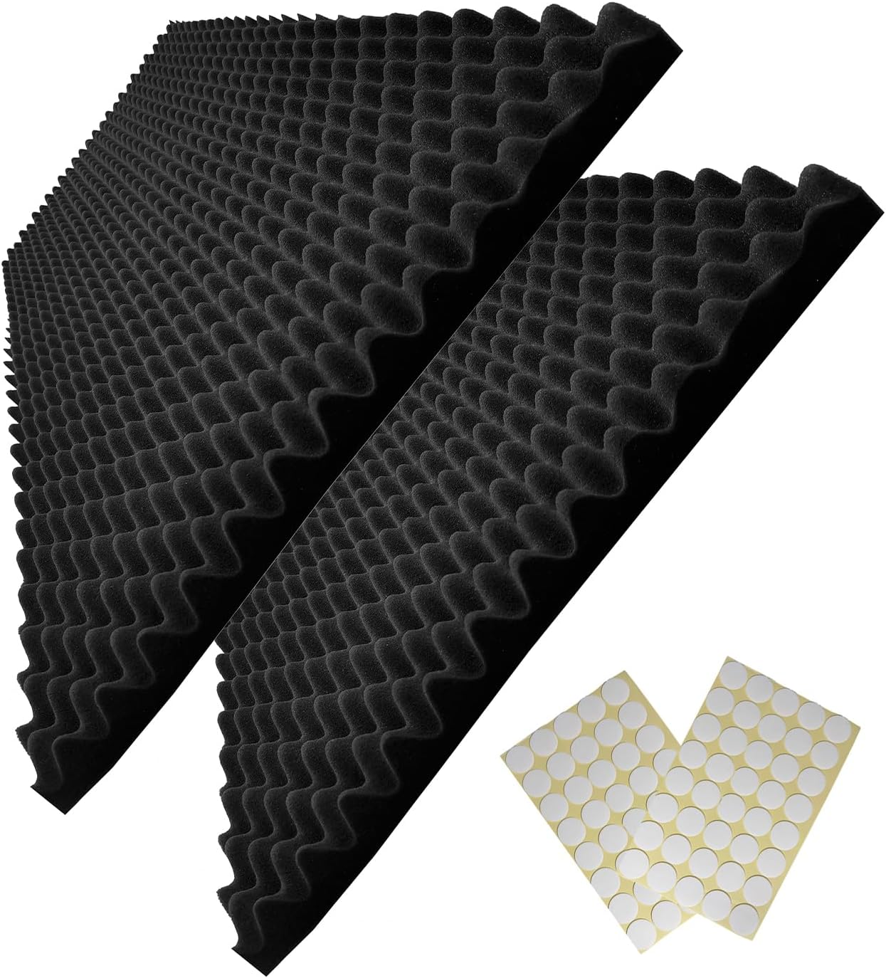 Detalle de Yaolabjer Black Acoustic Foam Panels, 48 x 24 x 2 in Egg-Crate Polyurethane