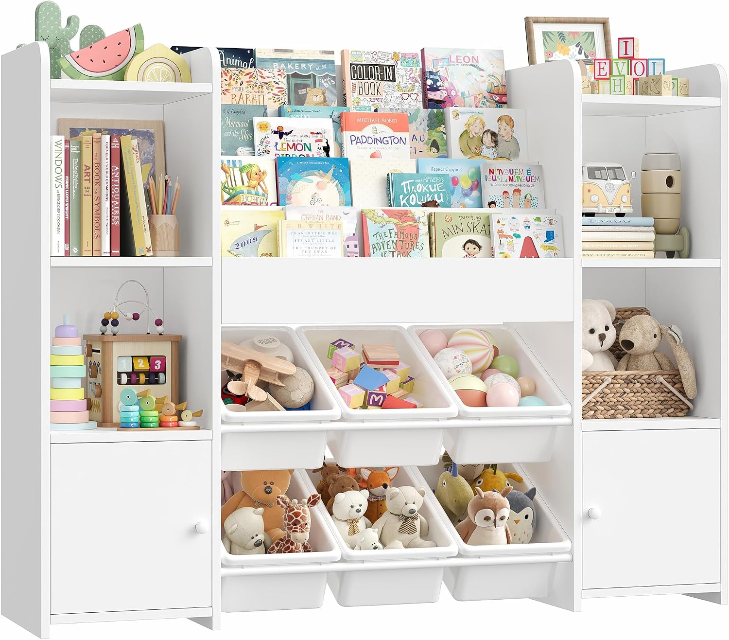 Detalle de FOREHILL P492 4-tier Kids’ Bookshelf and Toy Storage Unit, White