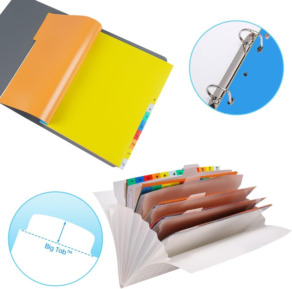 Detalle de OFFCUP A4-tabbladen, 5 sets met 12 genummerde tabs in 6 kleuren