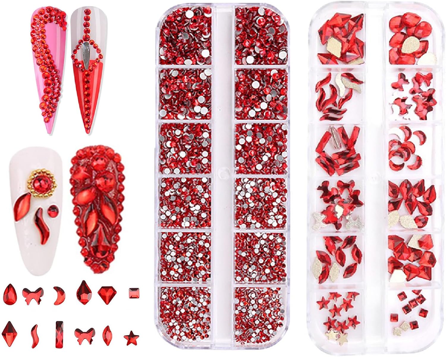 Thumbnail 4 de Jollin 120 Strasssteine mit flacher Rückseite (Glas) für Nailart – 12 Formen, Kristall AB