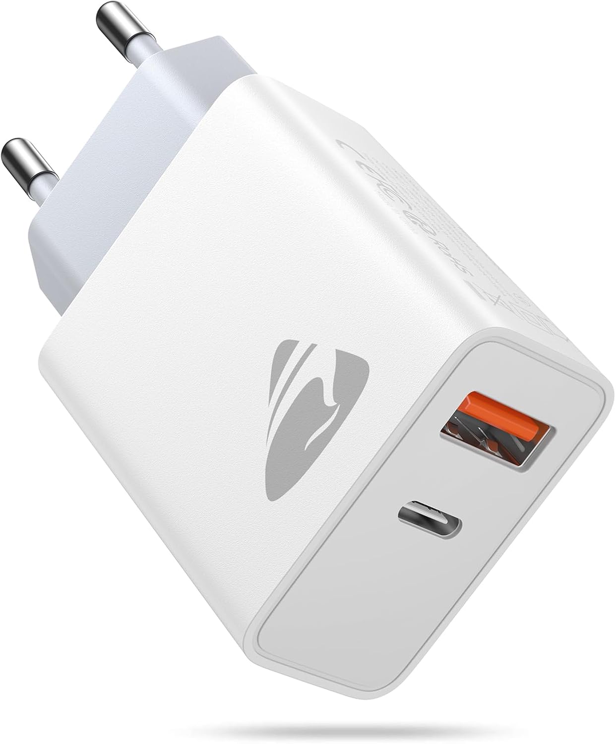 Detalle de Caricatore USB-C 20W a 2 porte 1x USB-C + 1x USB-A – alimentatore compatto per iPhone, Samsung, iPad e molto altro