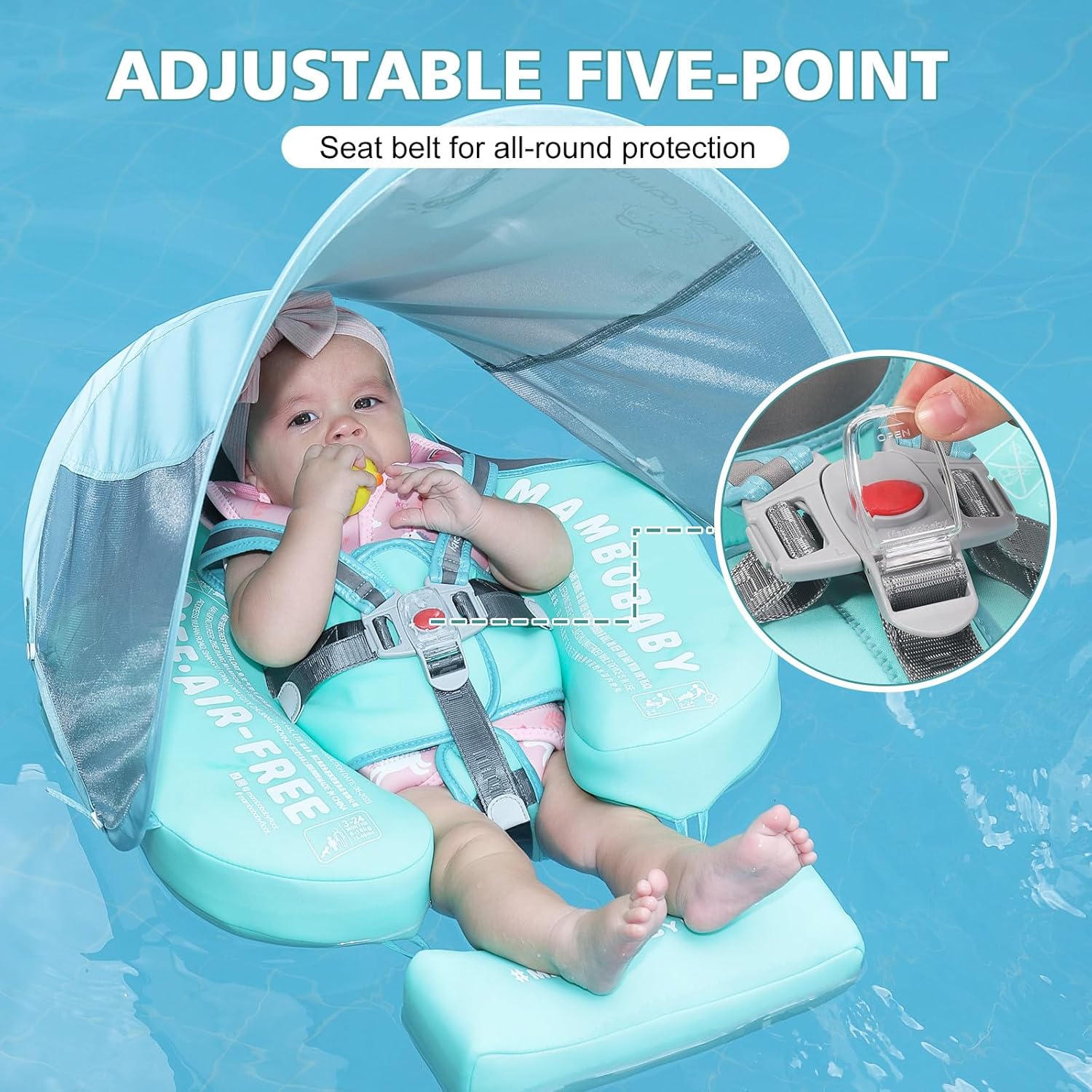Thumbnail 4 de Lurui Baby Floats for Pool with Removable Canopy (Non-Inflatable) — Mambobaby Float for Infants 3–24 Months