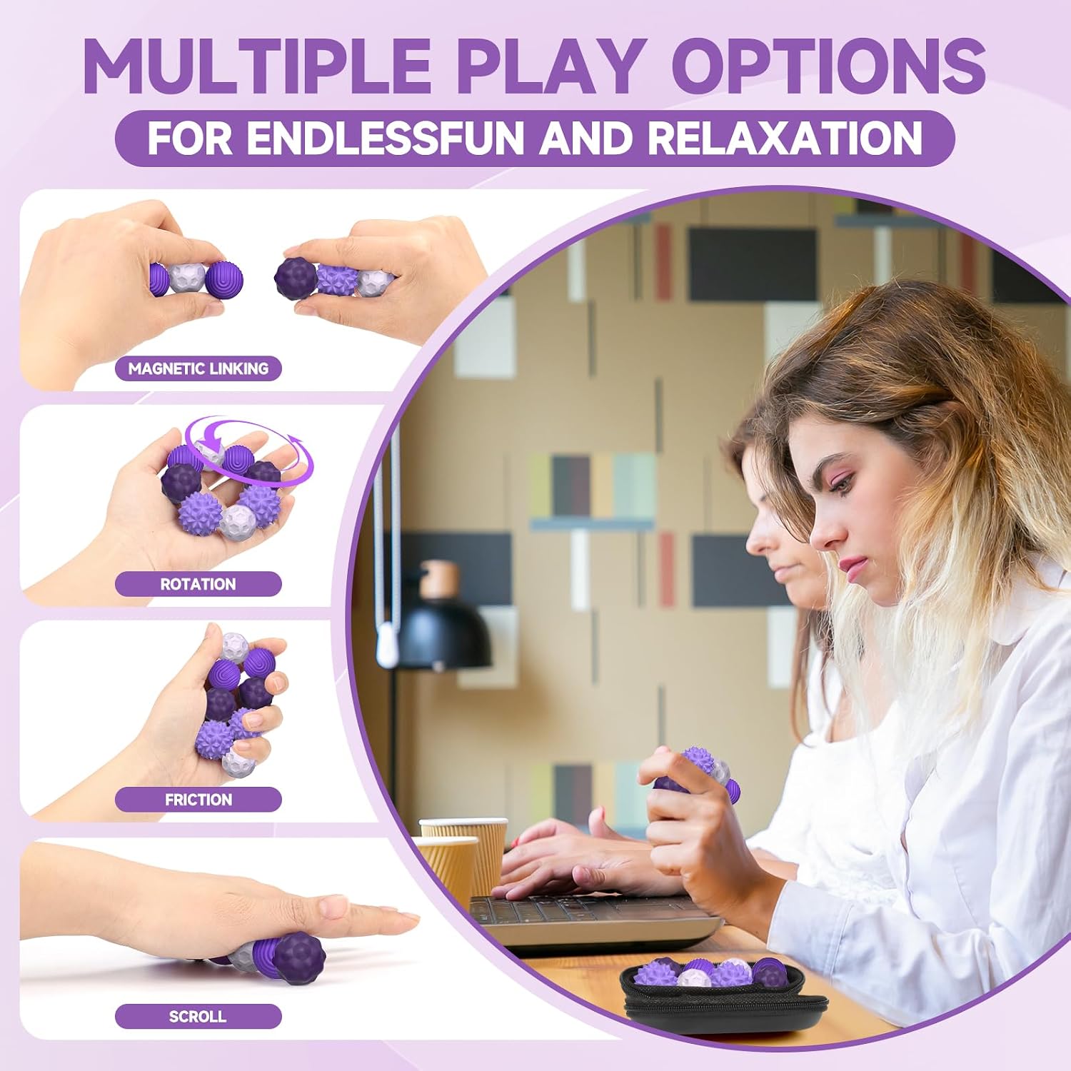 Thumbnail 5 de Magnetic Fidget Balls for Adults & Teens – Quiet Desk Toy for Focus and Anxiety Relief