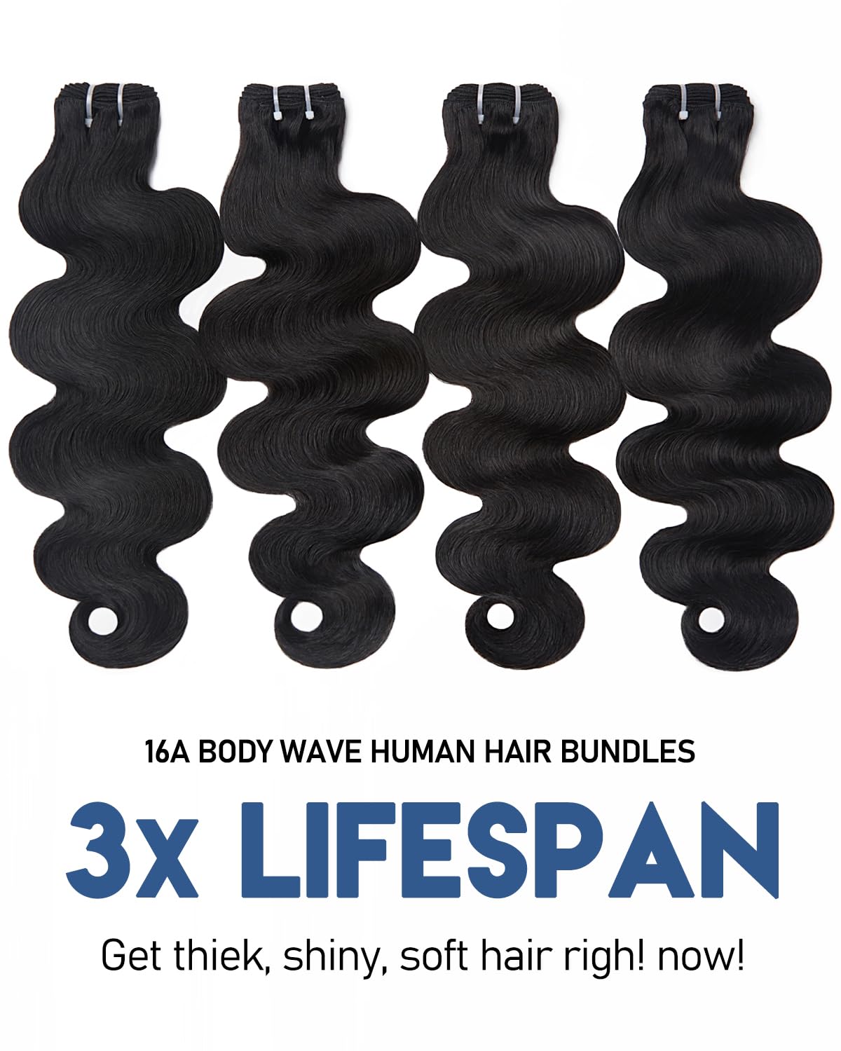 Thumbnail 3 de Lucklady 16A Raw Bundles Body Wave 3pcs