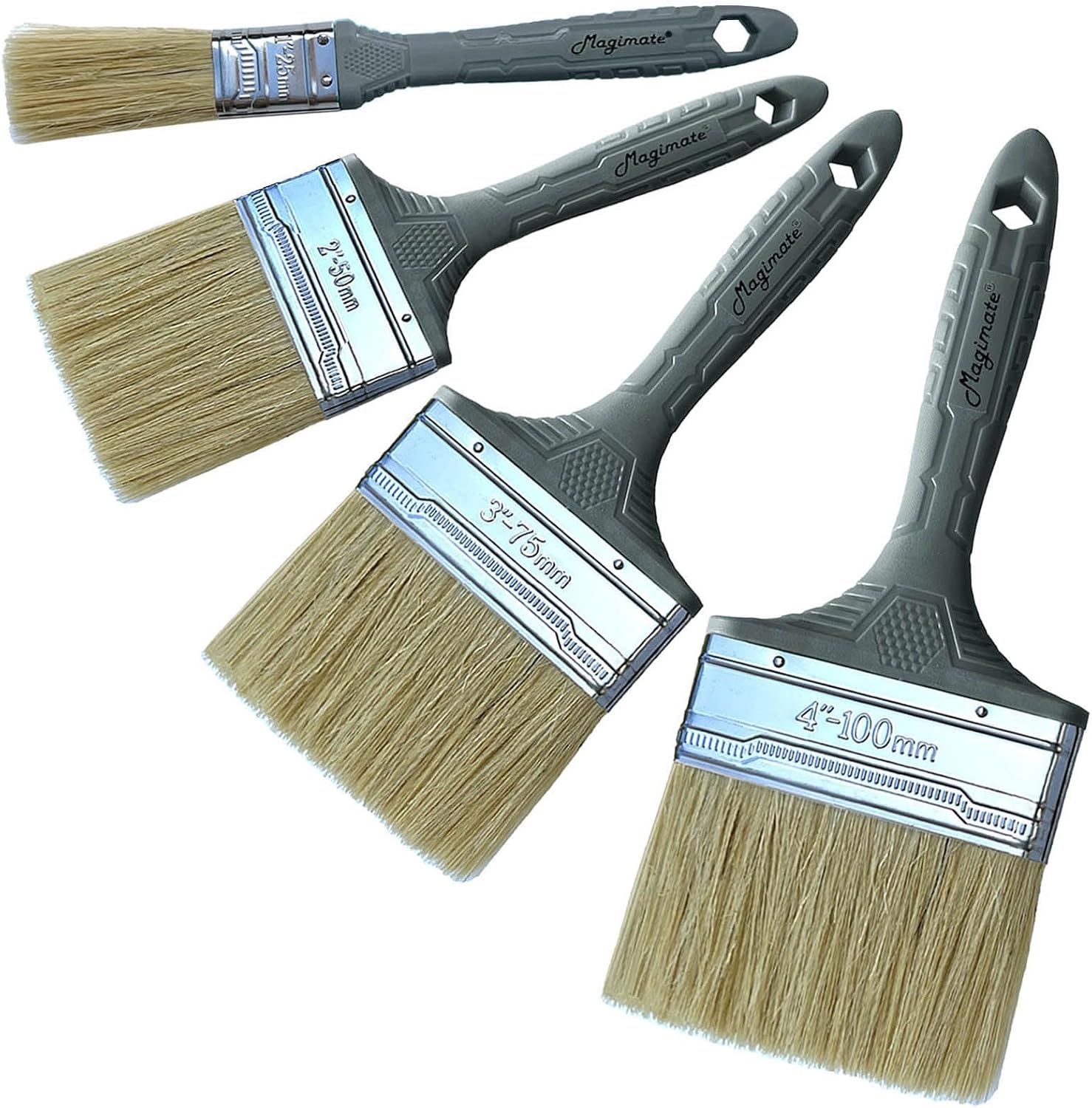 Detalle de Magimate Bristle Paint Brush Set (1–4 Inch) for Walls, Trim and Wood Finishes