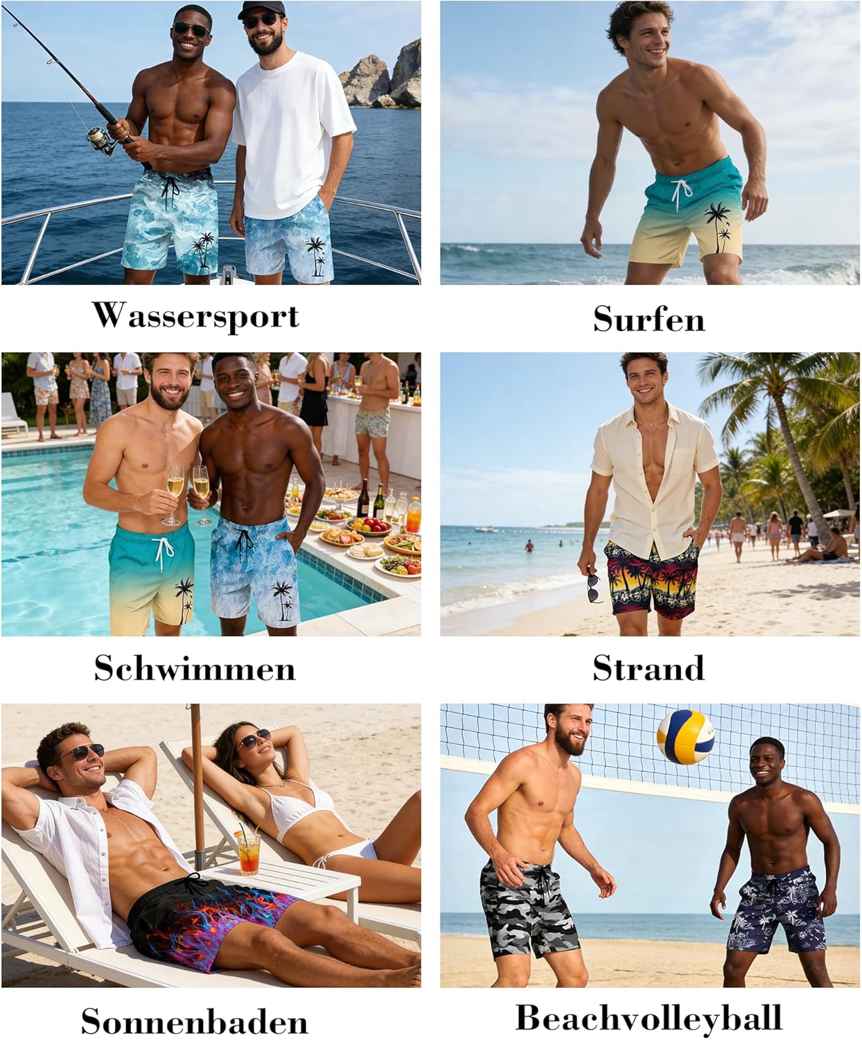 Thumbnail 4 de werfami Badehose Herren Lang Badeshorts mit Innenhose UV-Schutz schnelltrocknend S–3XL