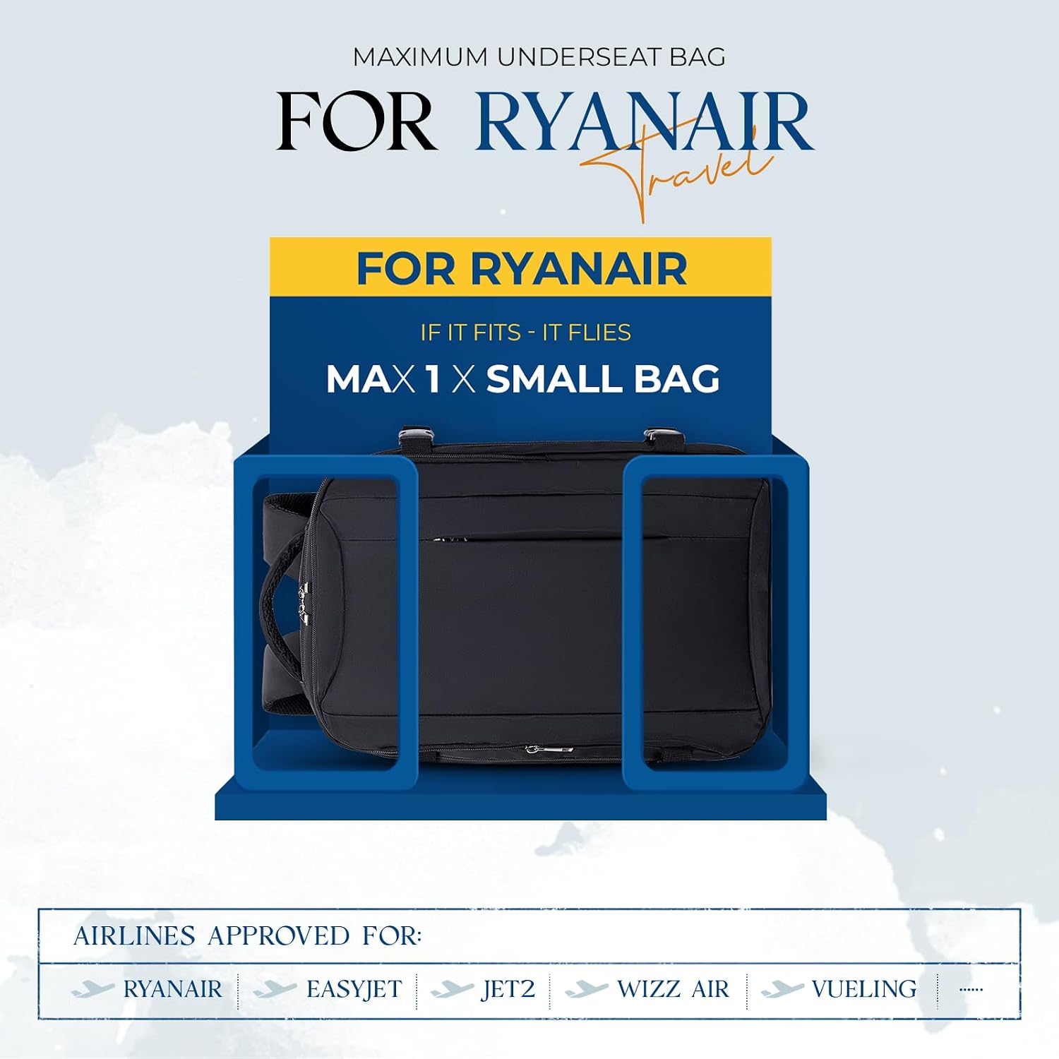 Detalle 2 de Zaino VMIKIV 40x30x20 per bagaglio a mano Ryanair, Wizz Air e Vueling con scomparto laptop e tasca antifurto