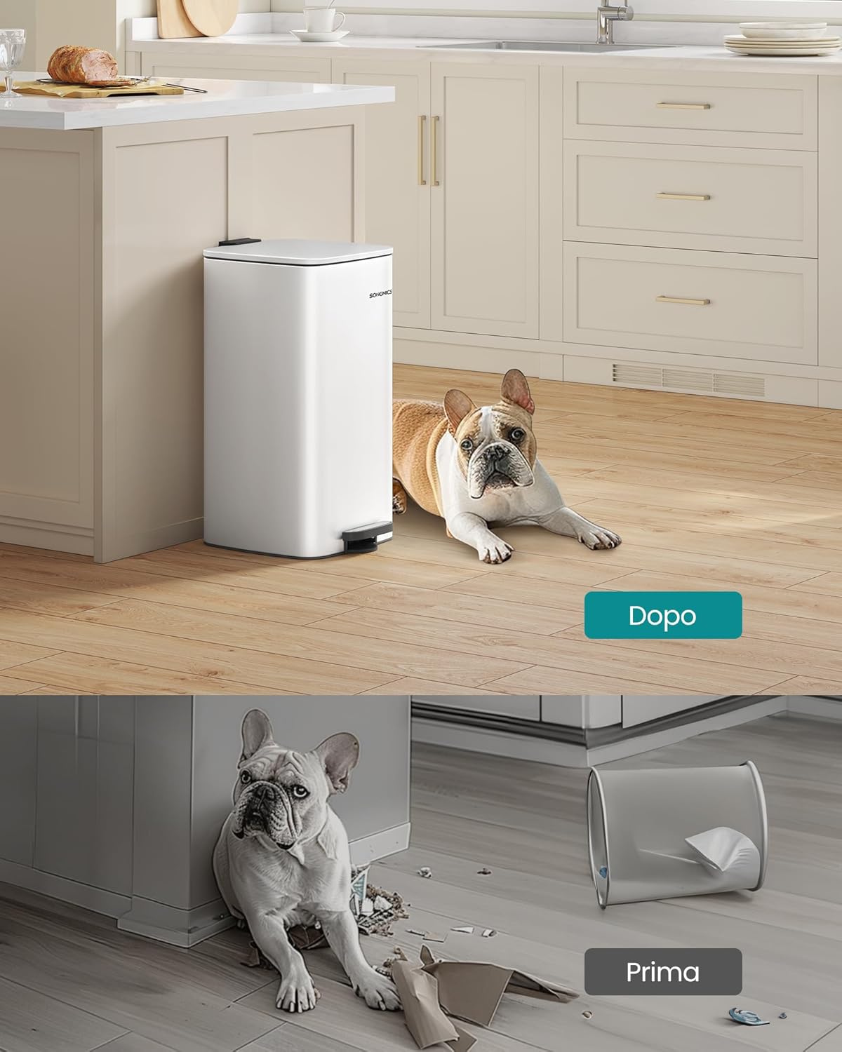 Detalle de SONGMICS Pattumiera da Cucina 30 L con Secchio Interno e Chiusura Morbida – Bianco Nuvola LTB593W02