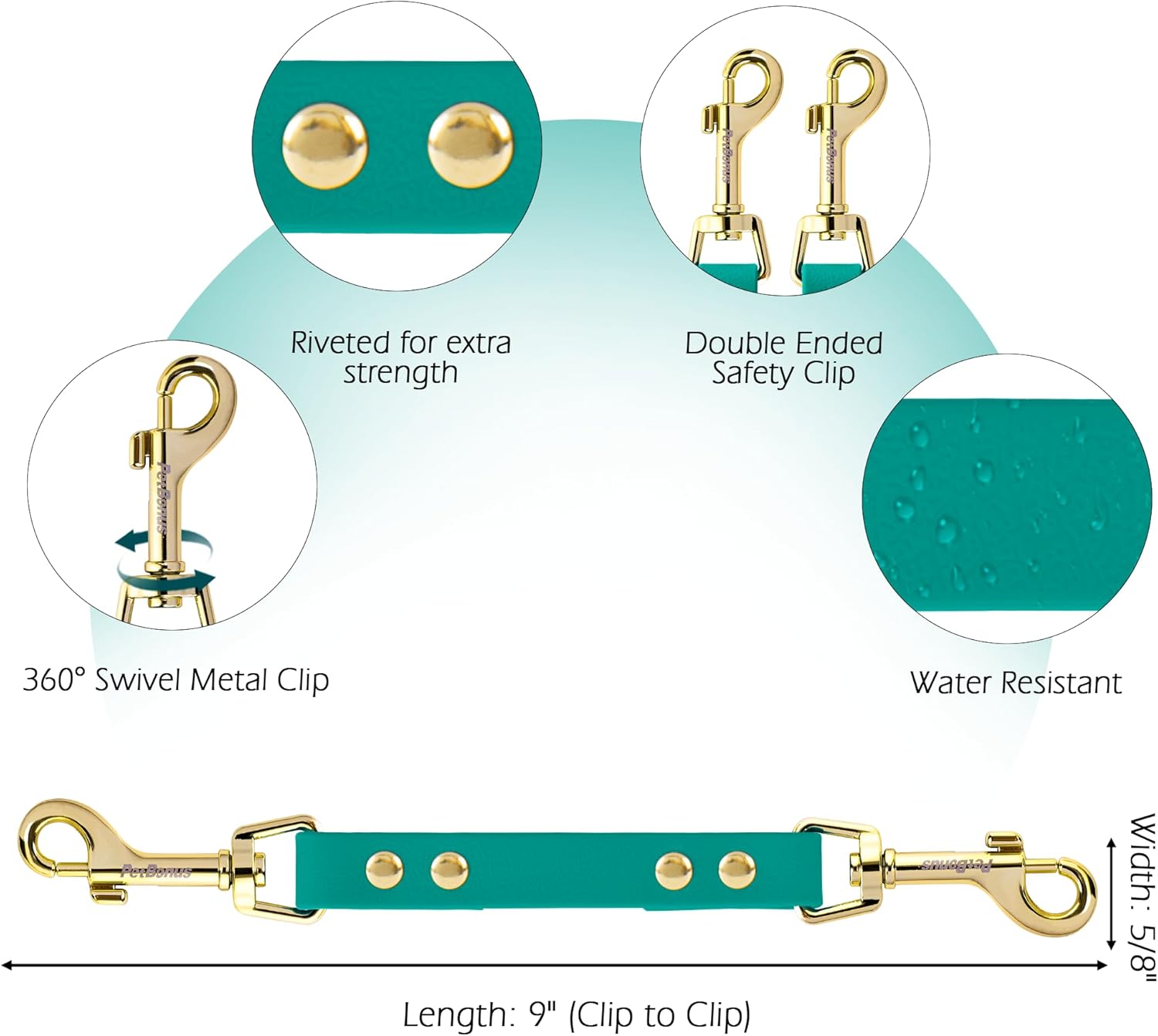 Thumbnail 1 de PetBonus Dog Collar Safety Clip – Waterproof backup safety strap for harness and training leads (Green)