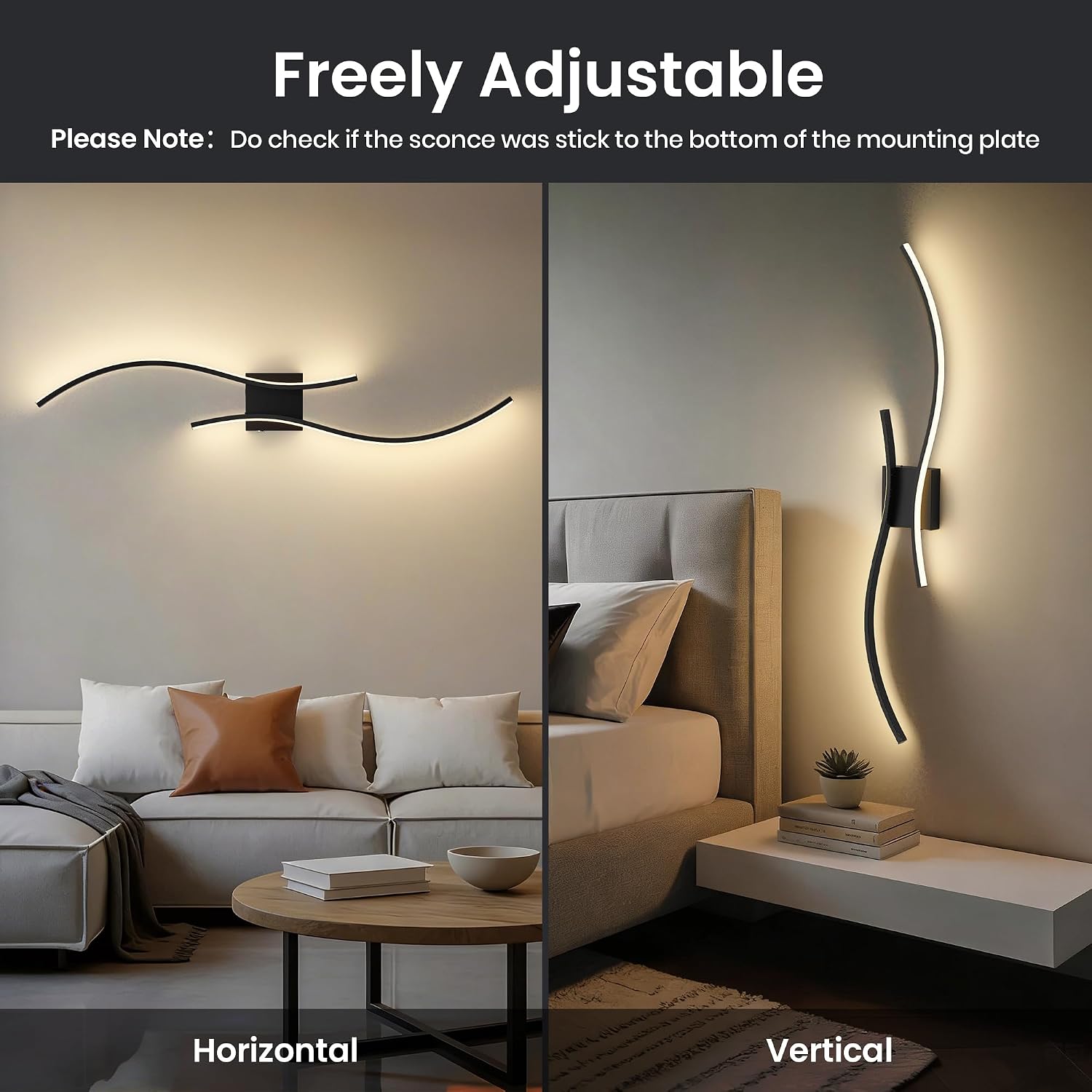 Thumbnail 5 de AUDERWIN 10000mAh Rechargeable Wall Sconces, Set of 2, Black, 3CCT