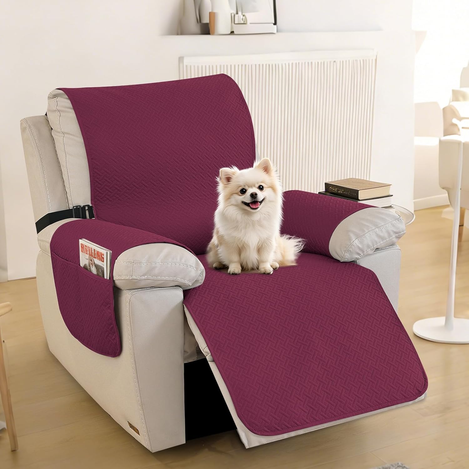 Thumbnail 1 de CYCMACO Copripoltrona Grande 1 Posto Relax Reclinabile – Bordeaux, Impermeabile e con Tasche