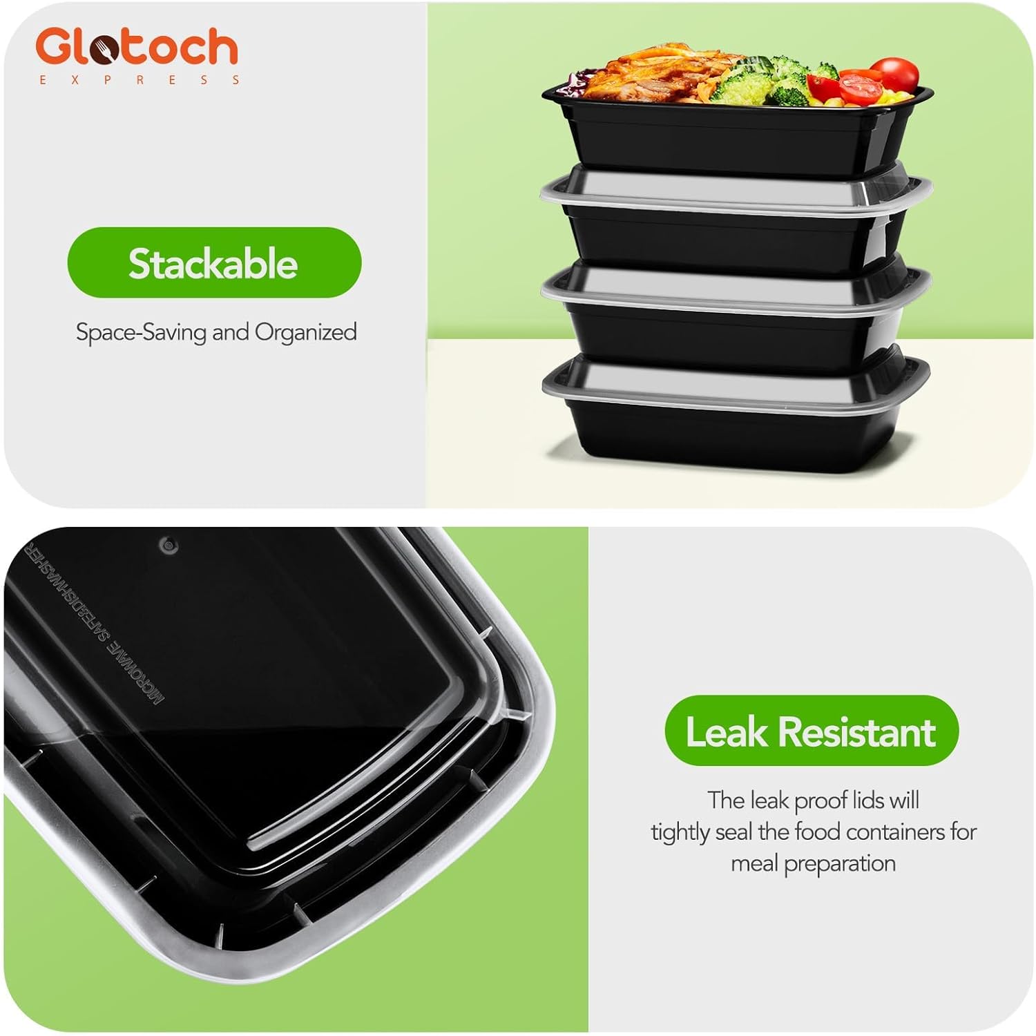 Thumbnail 6 de Meal Prep Containers 24oz-100 Pack (200-Piece): Reusable BPA-Free Storage for Efficient, Organized Meals