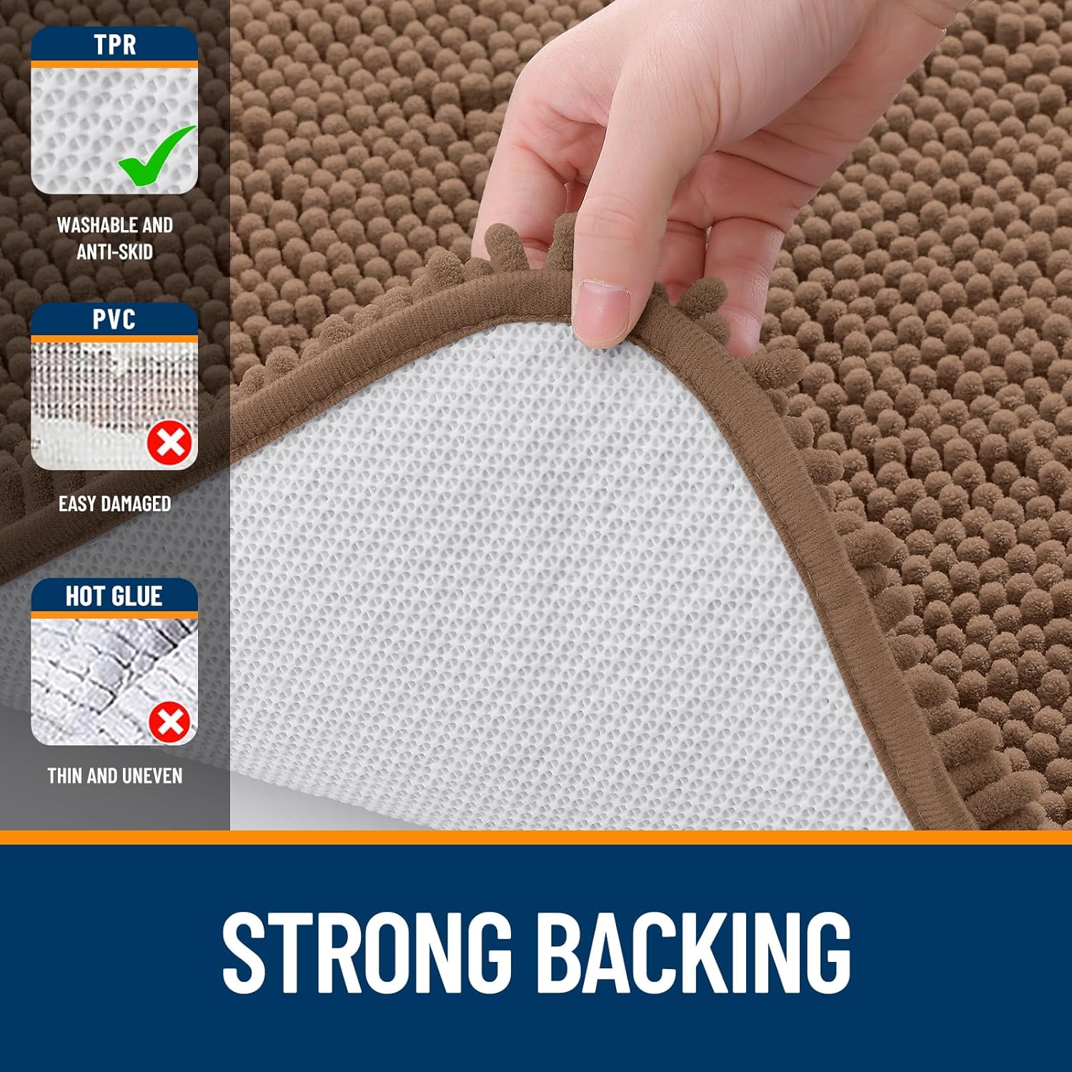 Thumbnail 5 de OLANLY Plush Chenille Bath Rugs, 59 x 24 in, Quick-Dry Machine-Washable Bathroom Mats