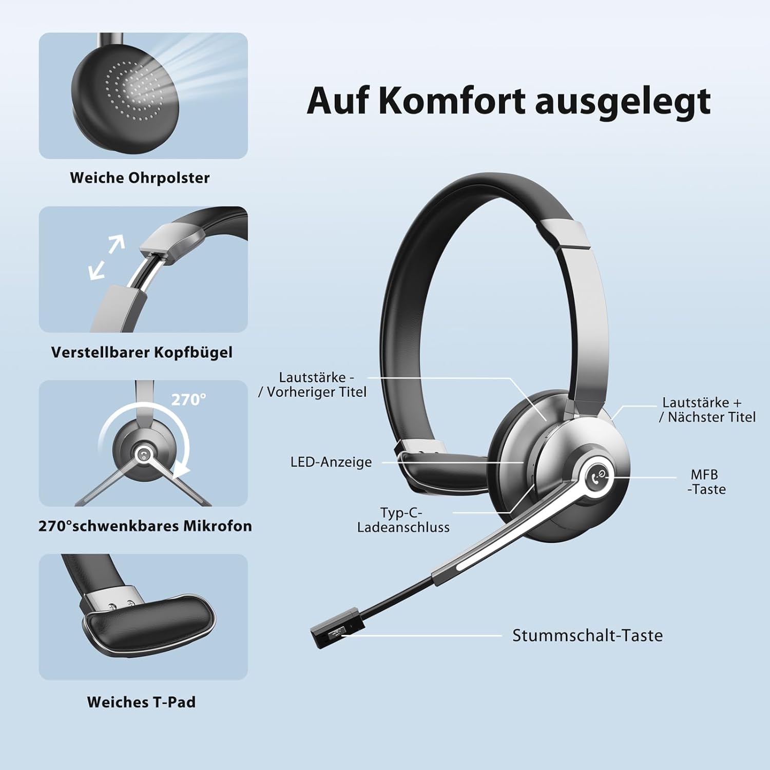 Thumbnail 5 de Earbay Bluetooth Headset kabellos