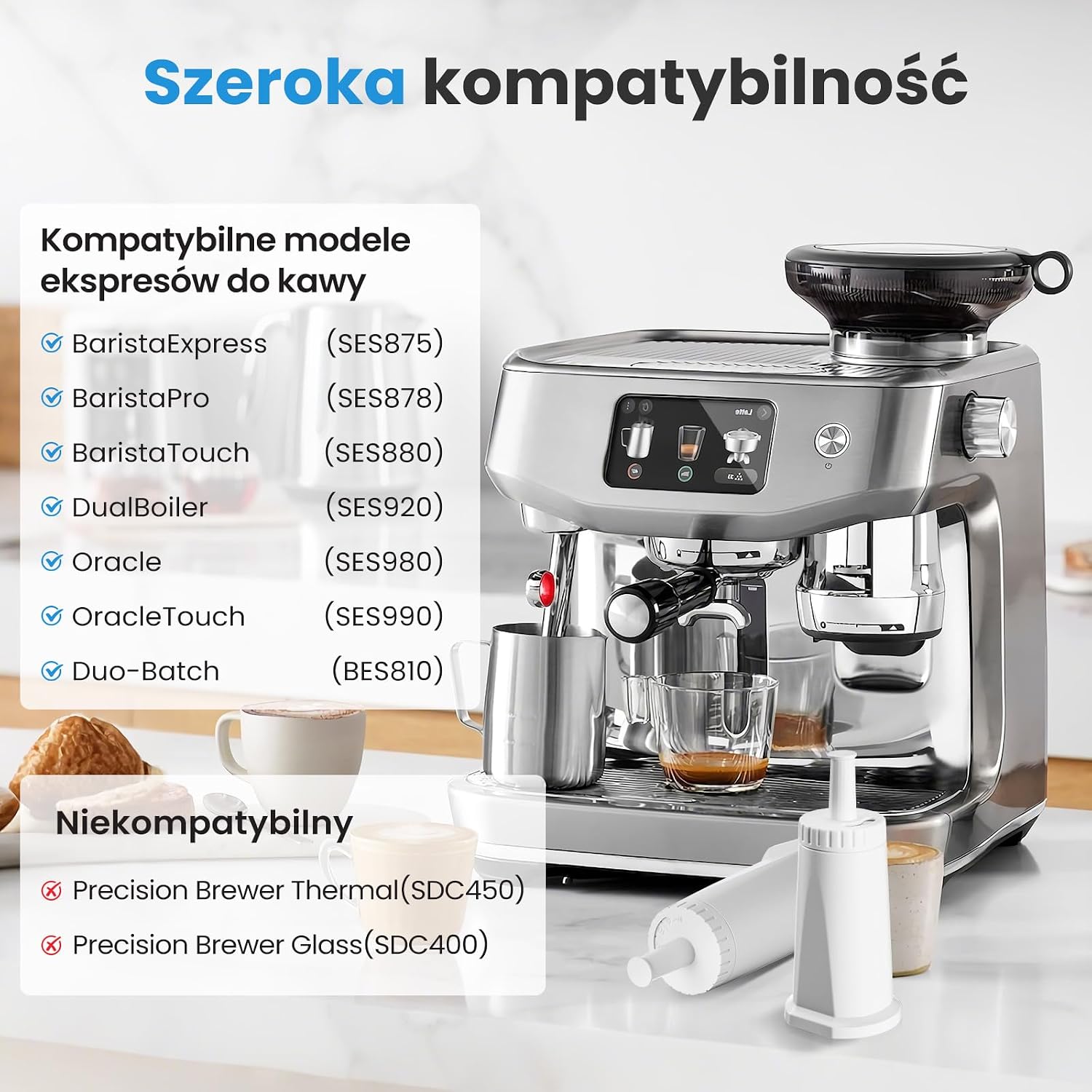 Detalle de Mutital M800 – filtr wody do ekspresu Sage, węgiel kokosowy, zestaw 6 sztuk