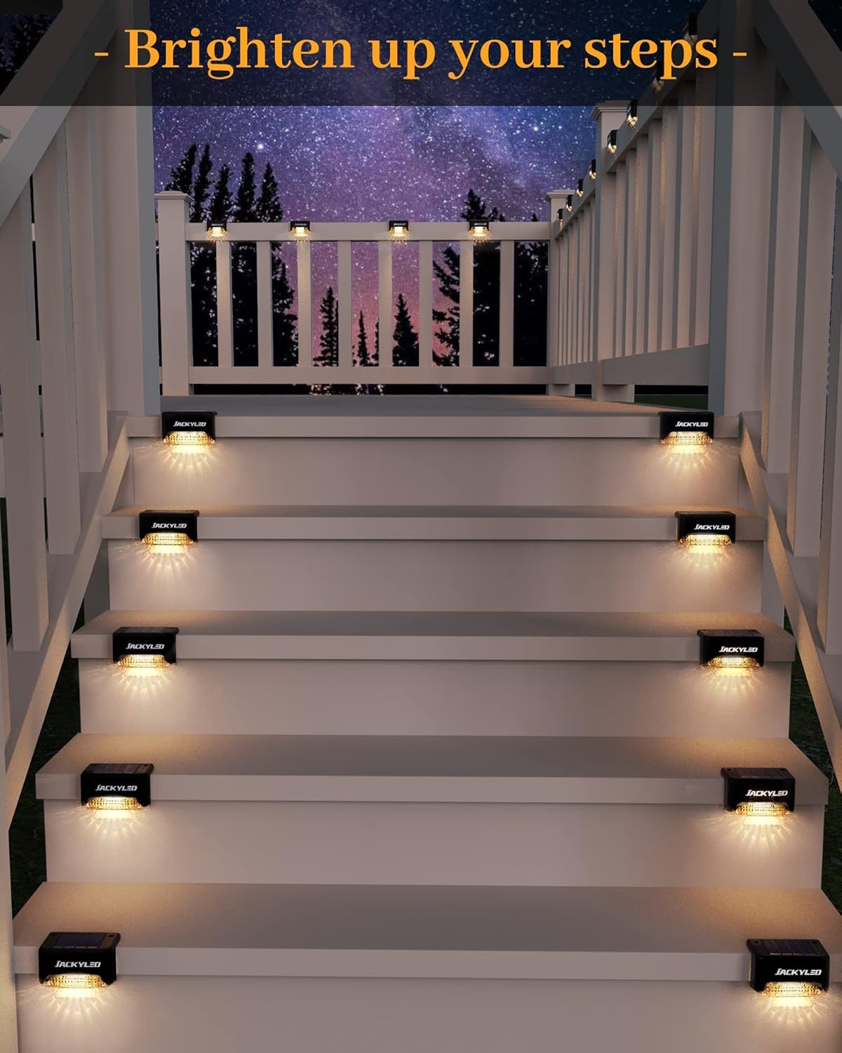 Thumbnail 1 de JACKYLED 16-Pack Solar Deck Lights Outdoor (3000K warm white) for steps, fences and pathways