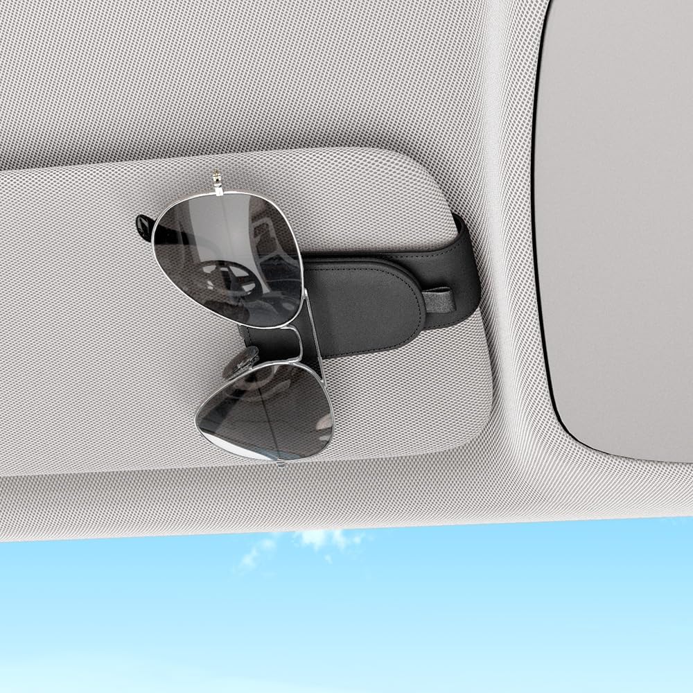 Thumbnail 2 de Sotfamily Sunglass Holder for Car Visor (Black) – 2 Pack with Suede Cloth, Magnetic Organizer