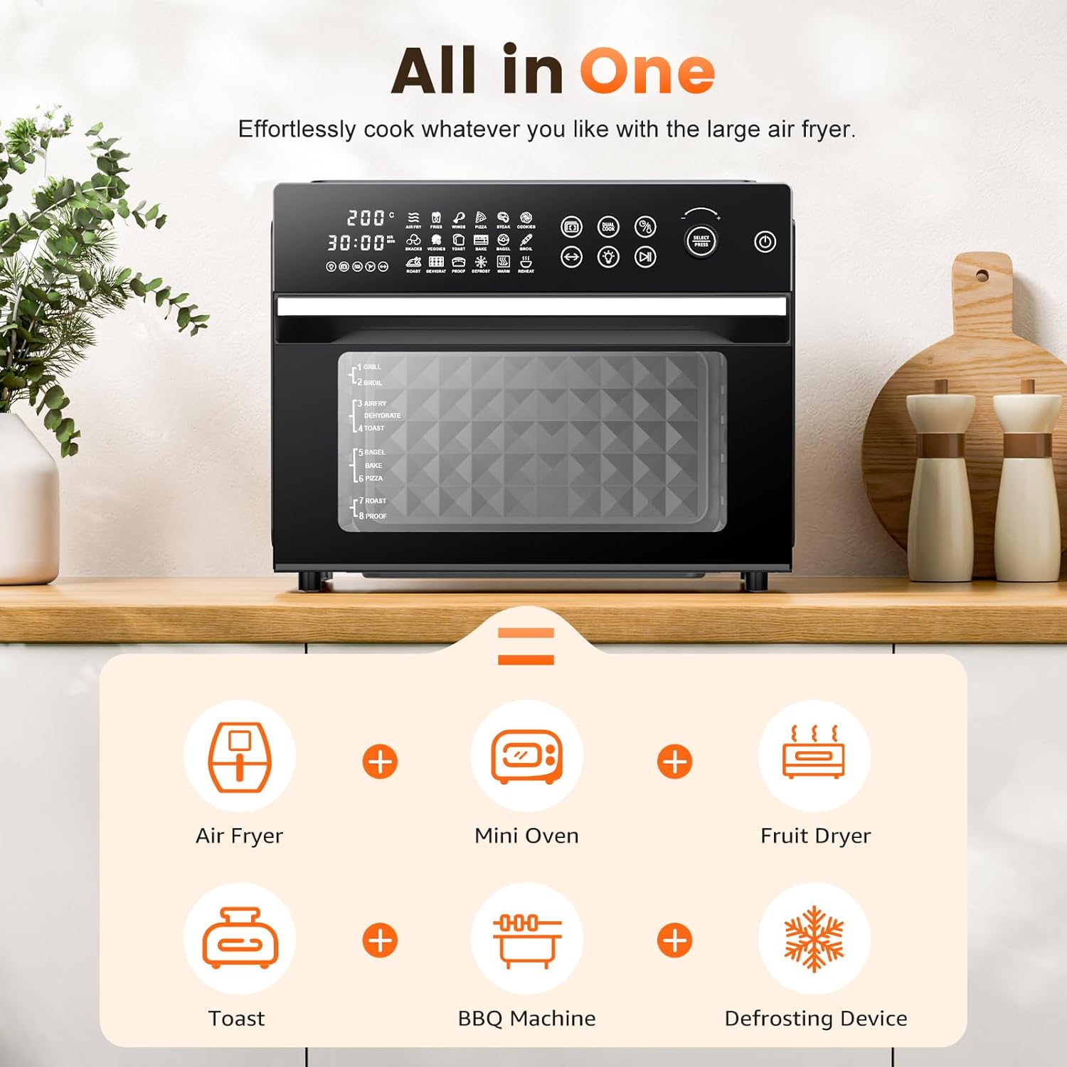 Thumbnail 6 de 30L Air Fryer Oven with 18 in 1 Presets and Dual-Cook Function