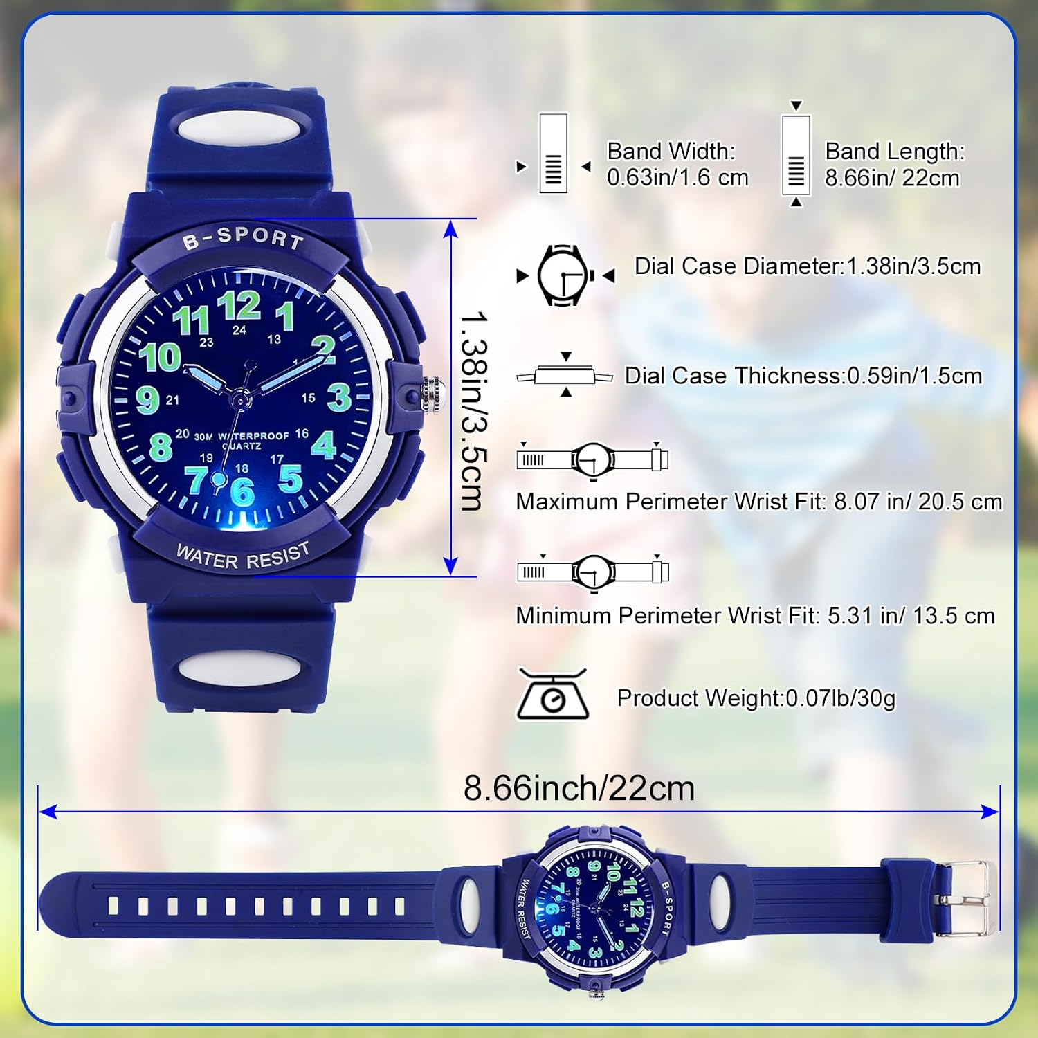 Detalle de DTKID Montre Enfant Garçons et Filles – 7 Lumières Colorées, Étanche 30M, Quartz Japonais