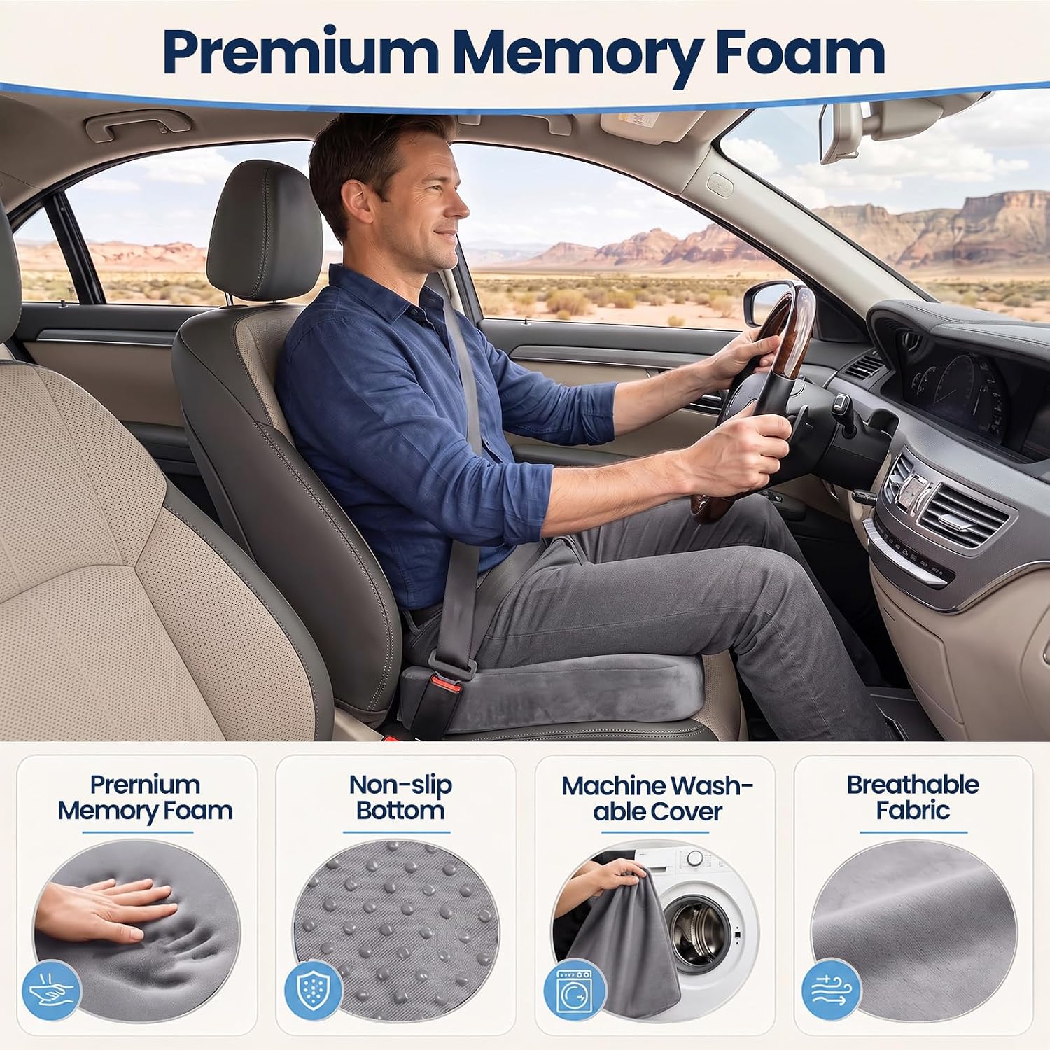 Detalle 2 de Memory Foam Seat Cushion 2-Pack