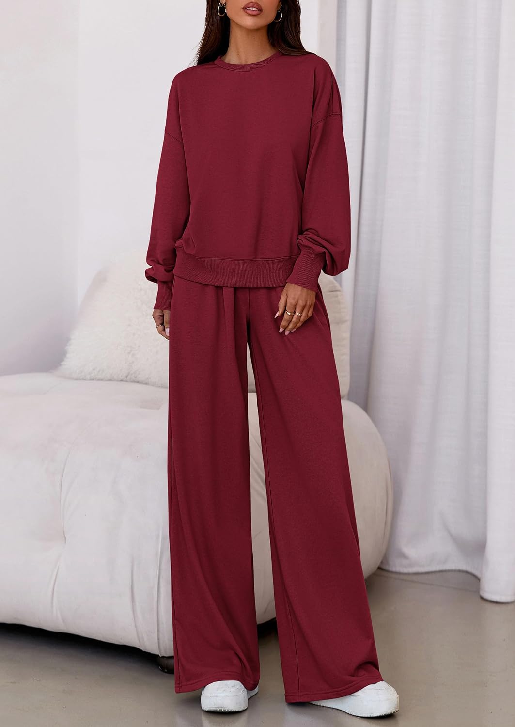 Detalle 2 de PRETTYGARDEN PR1122 Women's Lounge Set with Wide-Leg Pants and Pockets