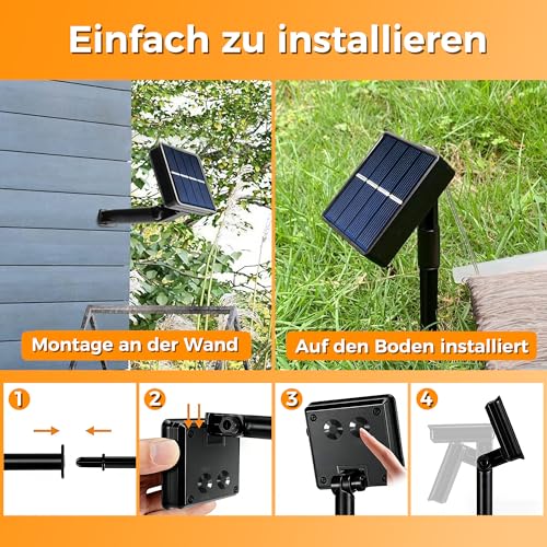 Detalle de HeiPard Solar Lichterkette Außen 2x10 m, 100 LED – wetterfest, flexibel & energiesparend