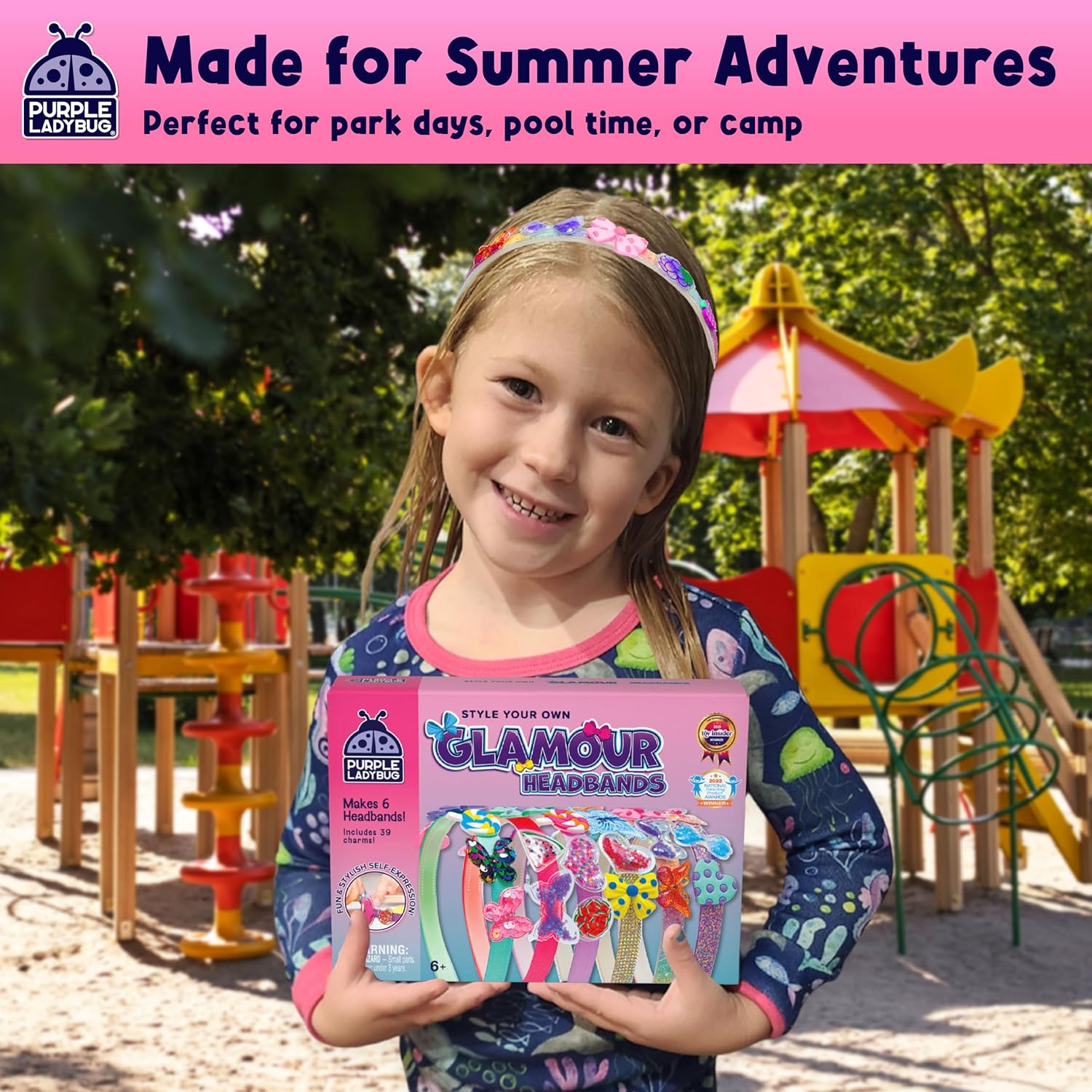 Detalle de PURPLE LADYBUG headband making kit for kids