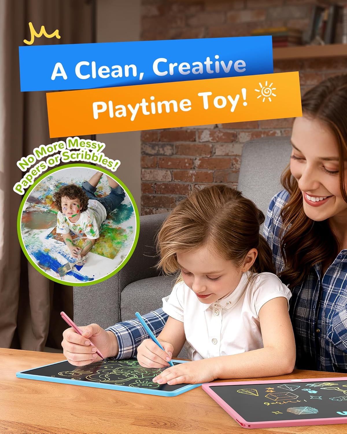 Detalle 2 de KOKODI 16 Inch LCD Drawing Tablet for Kids and Adults – Eye‑Safe, Battery‑Powered Doodle Board