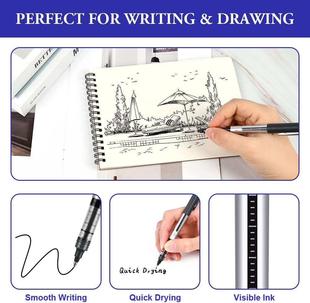 Detalle de OFFCUP Liquid Ink Rollerball Pen (10-pack), 0.5mm Quick-Drying Gel Pens in Black