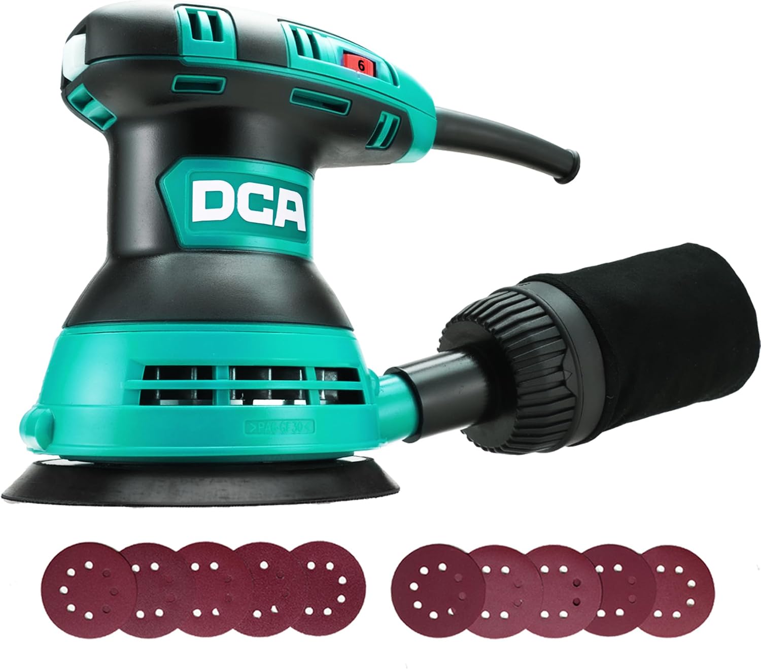 Detalle de DCA Random Orbital Sander (300W) with Dust Collection, 6 Variable Speeds, 125mm