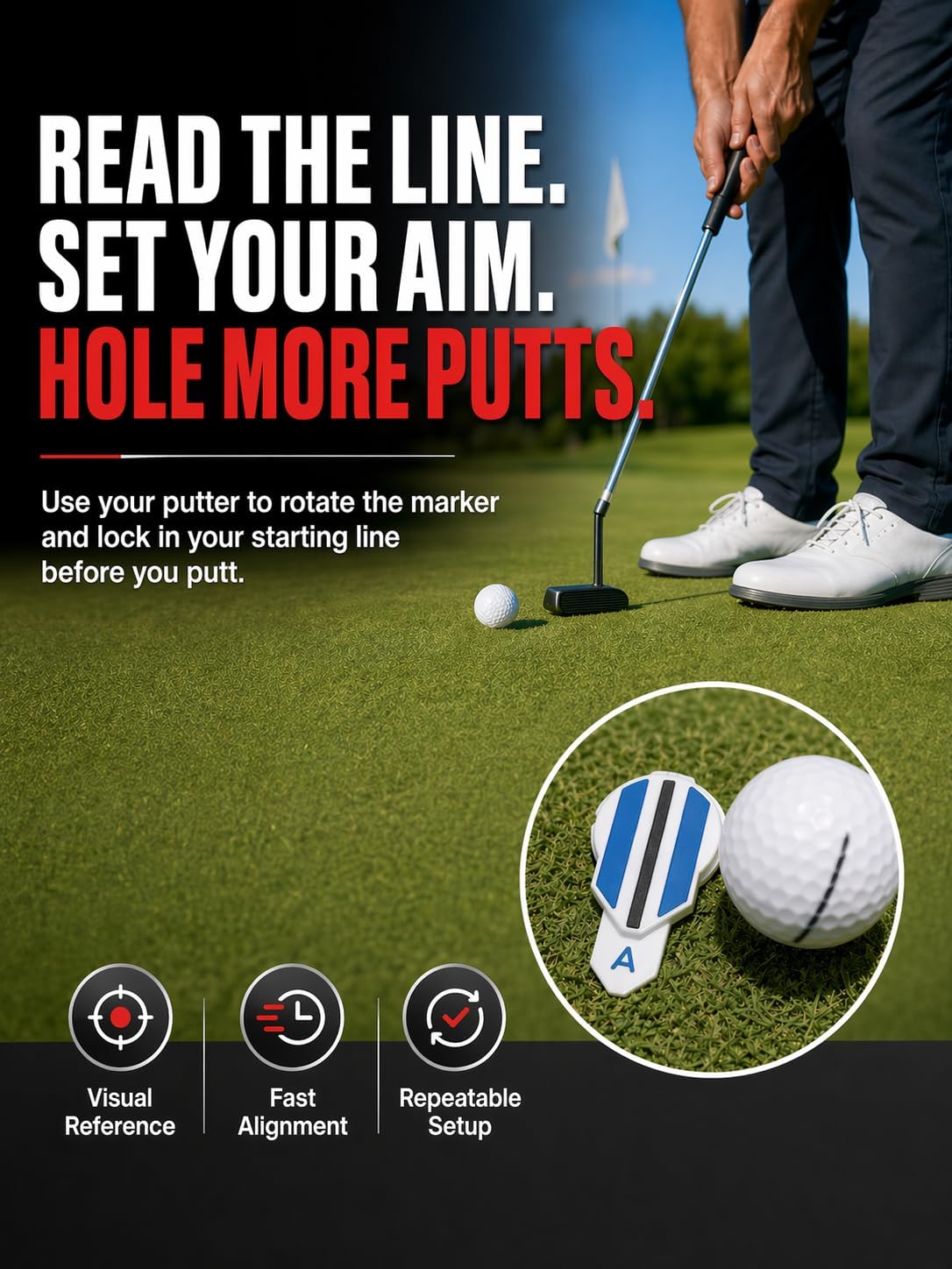 Detalle de Fraser Fitness Alignment Ball Mark Golf Marker with 360° Rotation