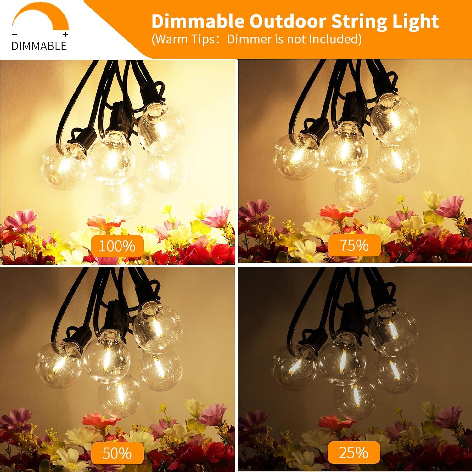 Detalle de Svater 100 FT Outdoor String Lights, 52 Shatterproof Warm White LED Bulbs