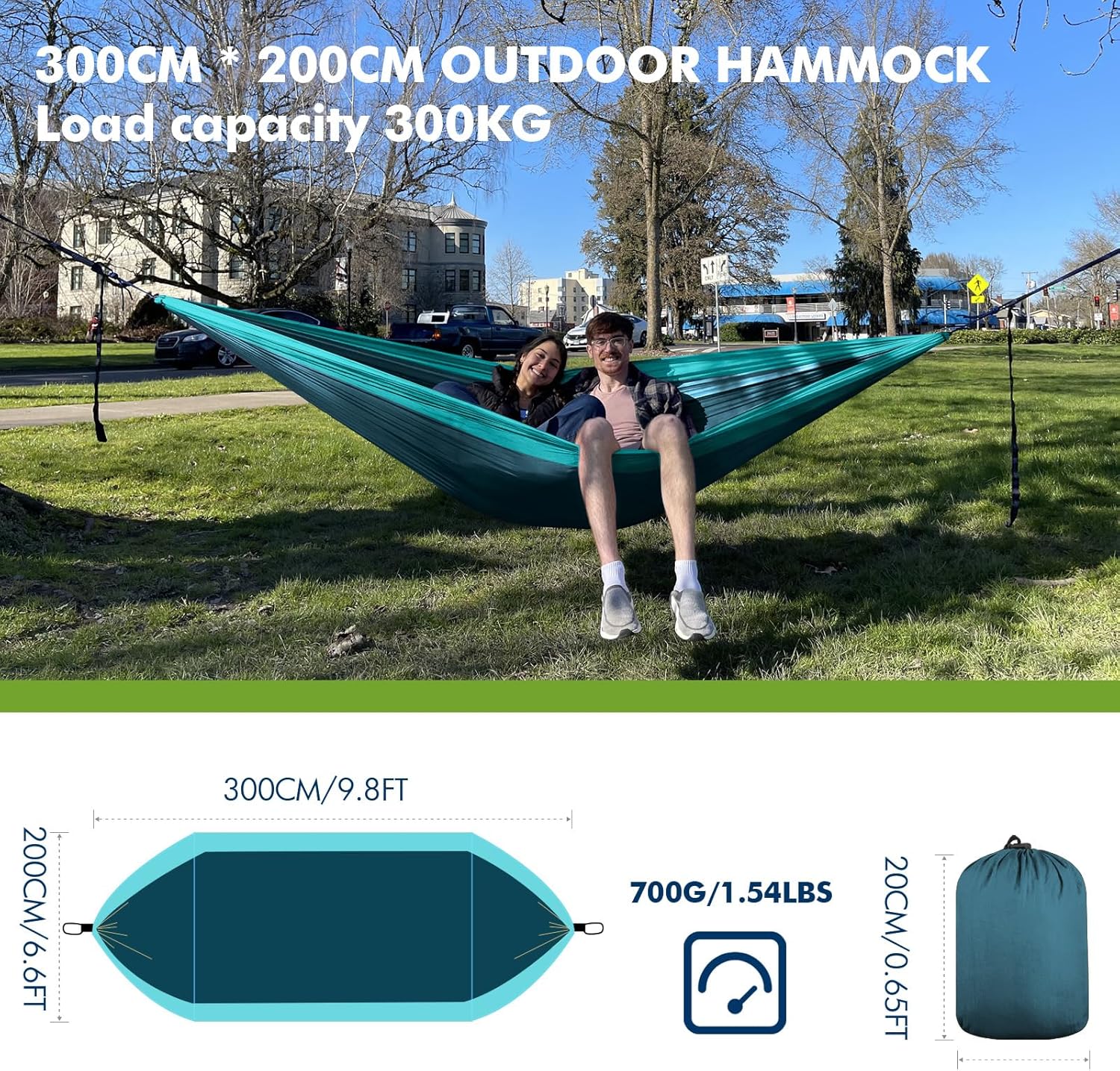 Thumbnail 4 de FORRINX Hängematte Outdoor für 2 Personen, 300×200 cm – ultraleichtes Camping-Reise-Modell bis 300 kg