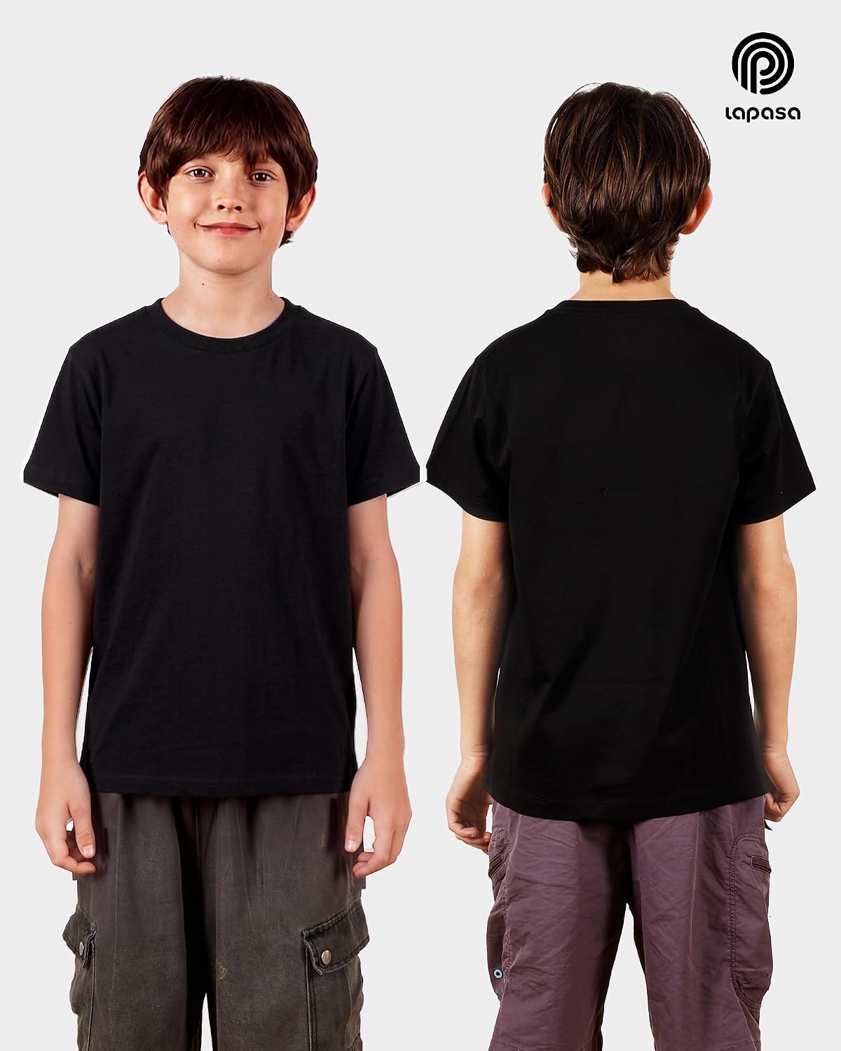 Detalle de LAPASA Kinder T-Shirt 100% Baumwolle – 4er Pack Unisex, 3–13 Jahre (K01)