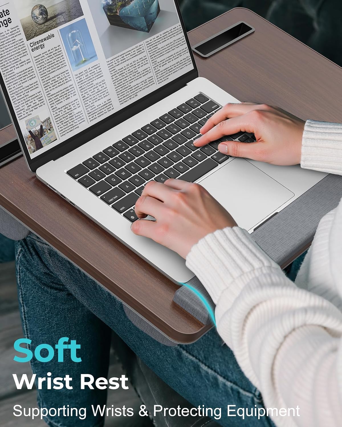Thumbnail 5 de Potuopy F9L Laptop Lap Desk, Cushioned Base, Mouse Pads and Phone Slots