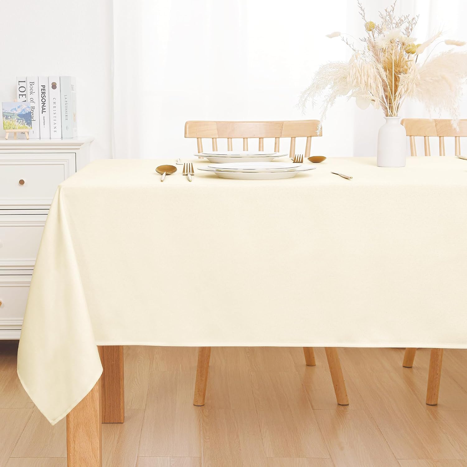 Detalle 1 de DWCN DWEU-YLZZB-1P-5252-10 tafelkleed 130 x 130 cm, linnenlook