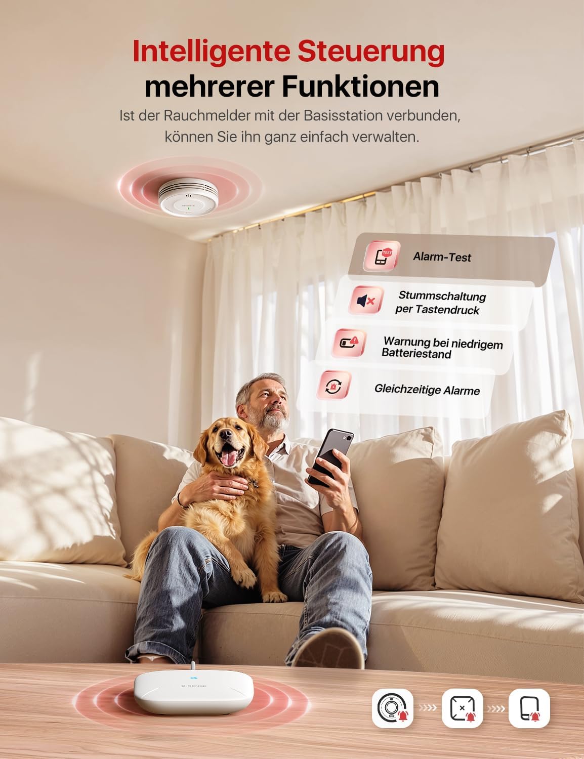 Thumbnail 2 de X-Sense XS0D-MR Intelligenter Rauchmelder WLAN mit Magnethalterung (3er-Set) – 2,4 GHz, 10 Jahre Lebensdauer